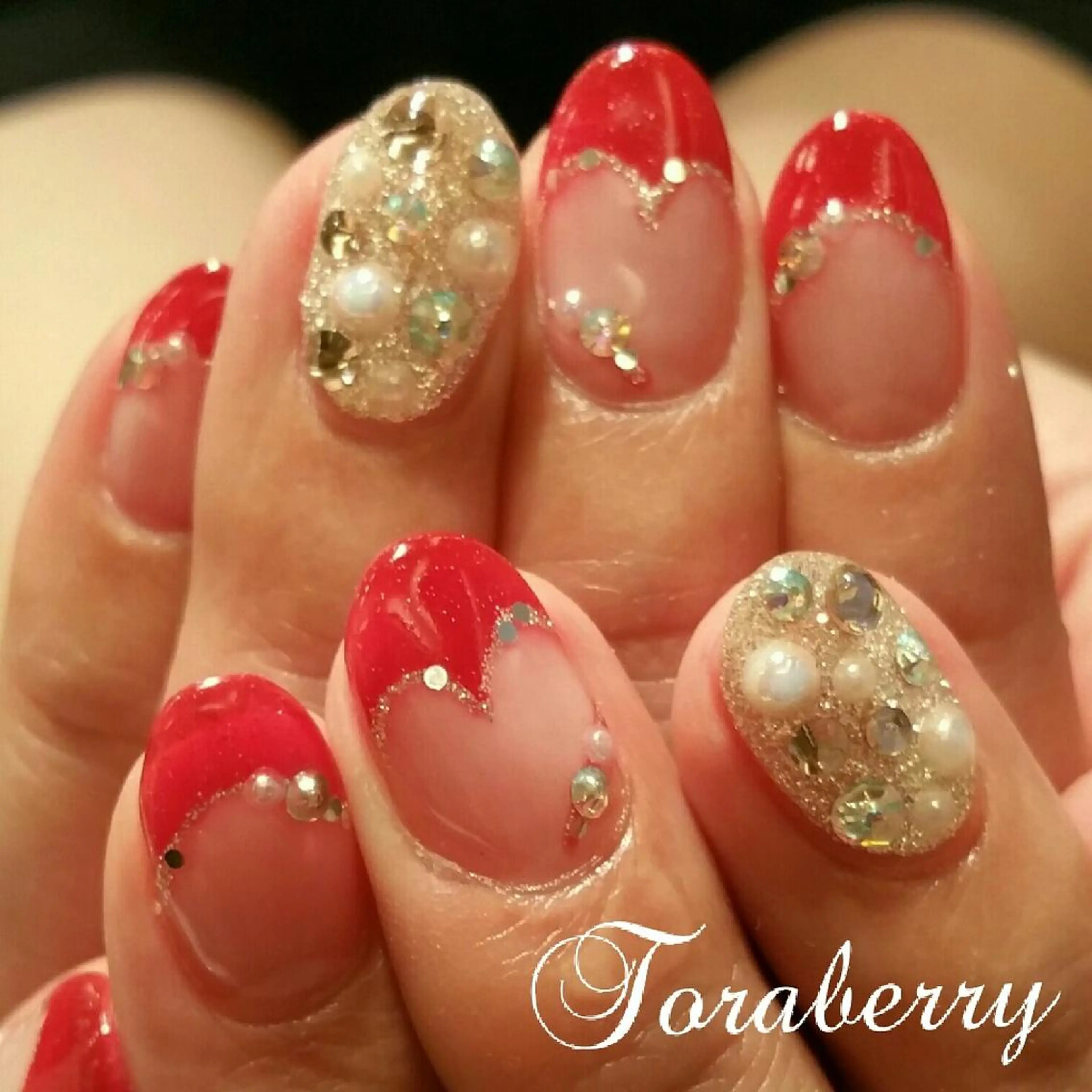 ネイル ハート ハンドネイル ネイリスト なつみのネイルデザイン