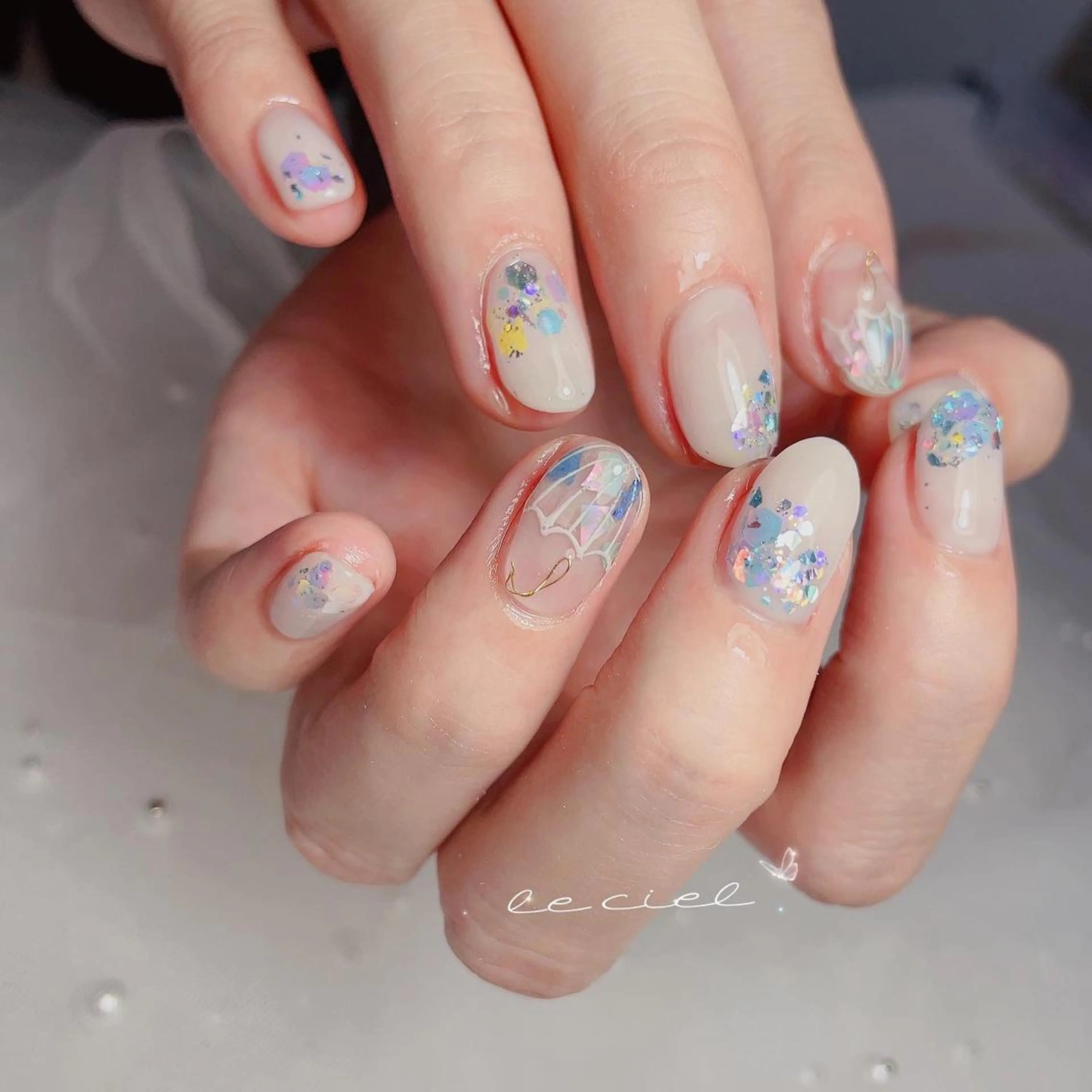 ネイル ジェルネイル ホログラムネイル 夏ネイル Naka Rieのネイルデザイン