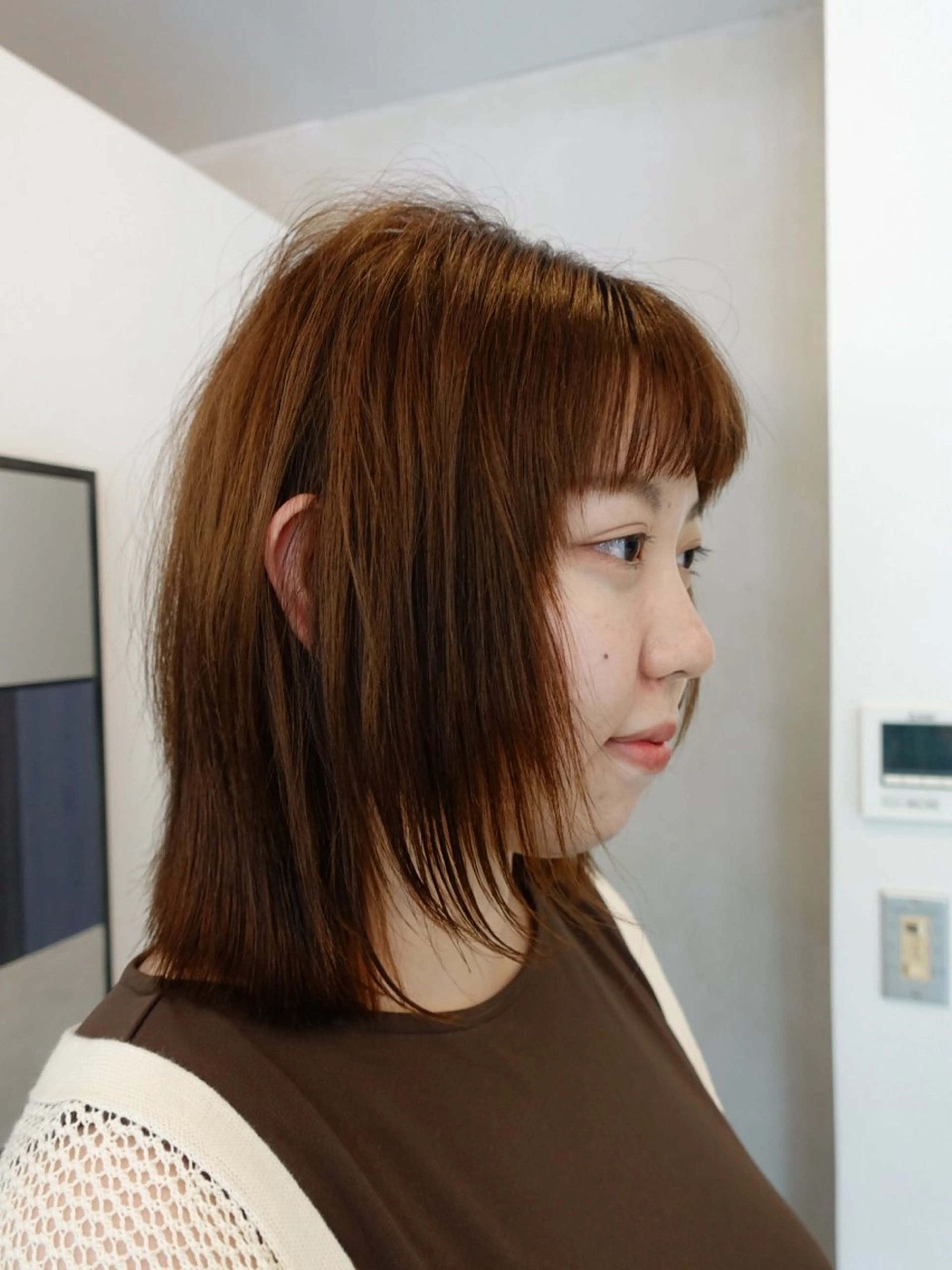 セミロング レイヤーカット unfeigned02所属・おーした /カットモデル伏見栄のヘアスタイル