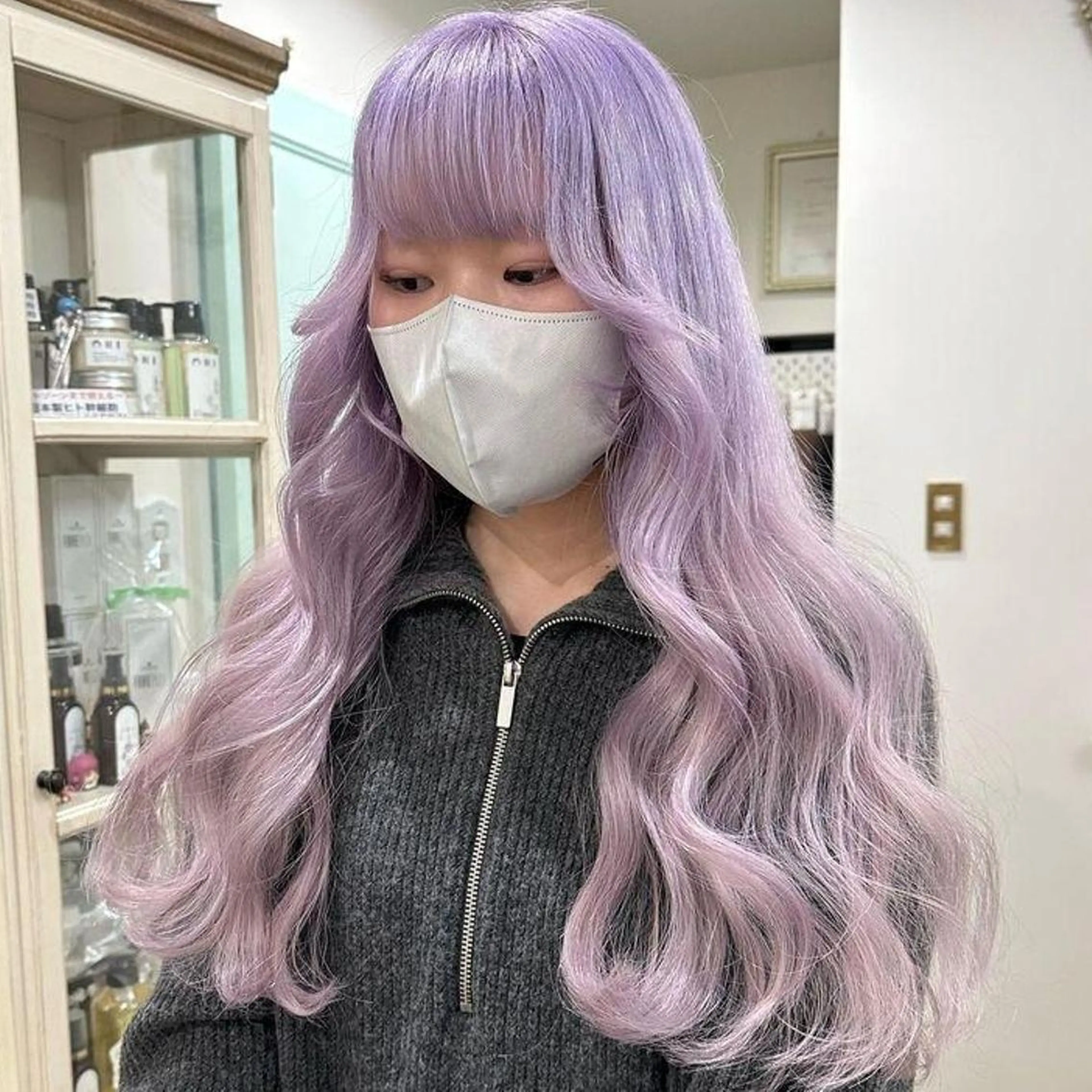 ロング カラー グラデーションカラー ラベンダーカラー ピンクカラー ピンクラベンダー ORIKA 美容室のヘアスタイル