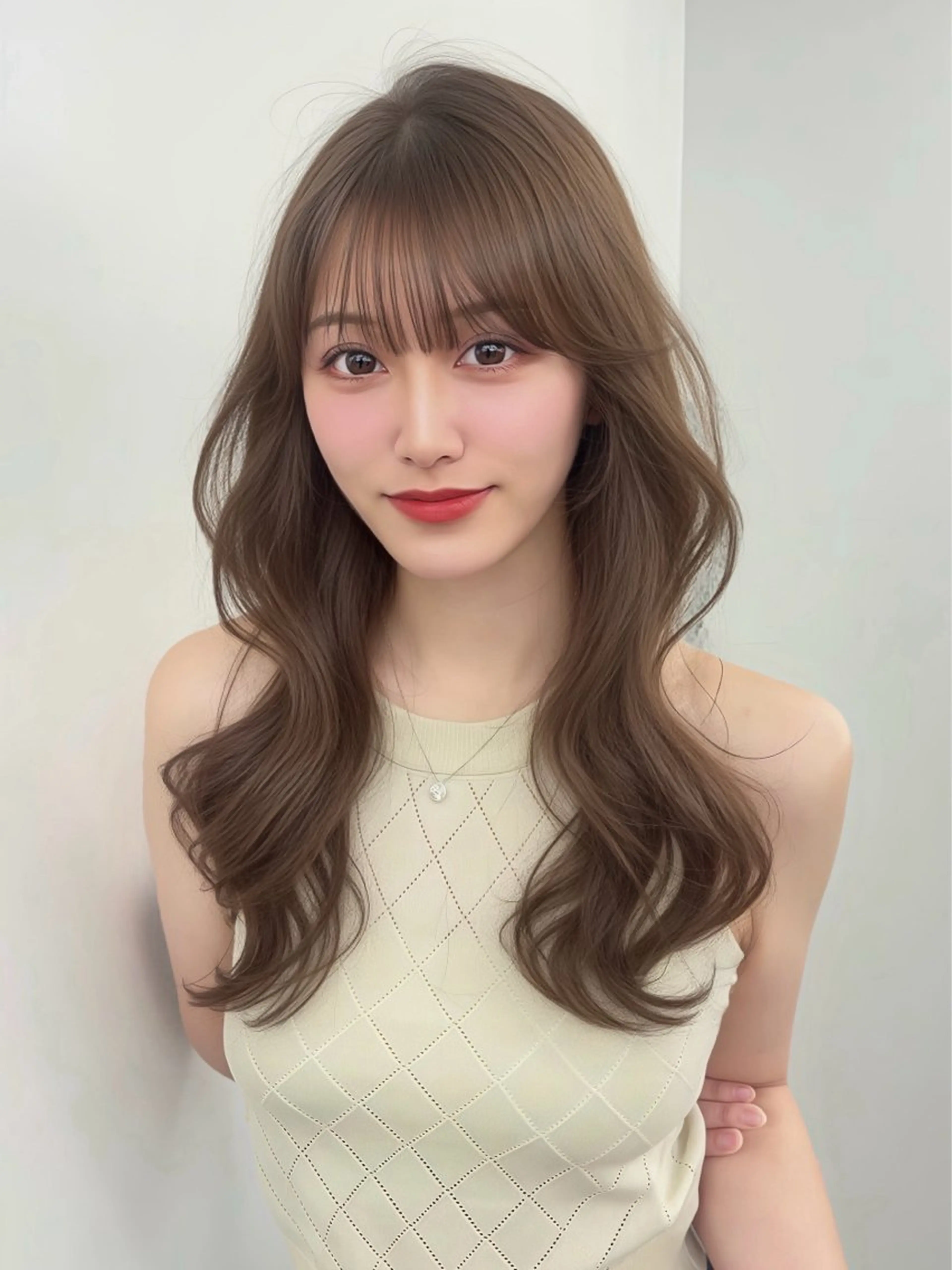 ロング カラー 小顔カット カット ヘアカラー トリートメント 韓国ヘア/レイヤー/ 顔まわり足立遥奈のヘアスタイル