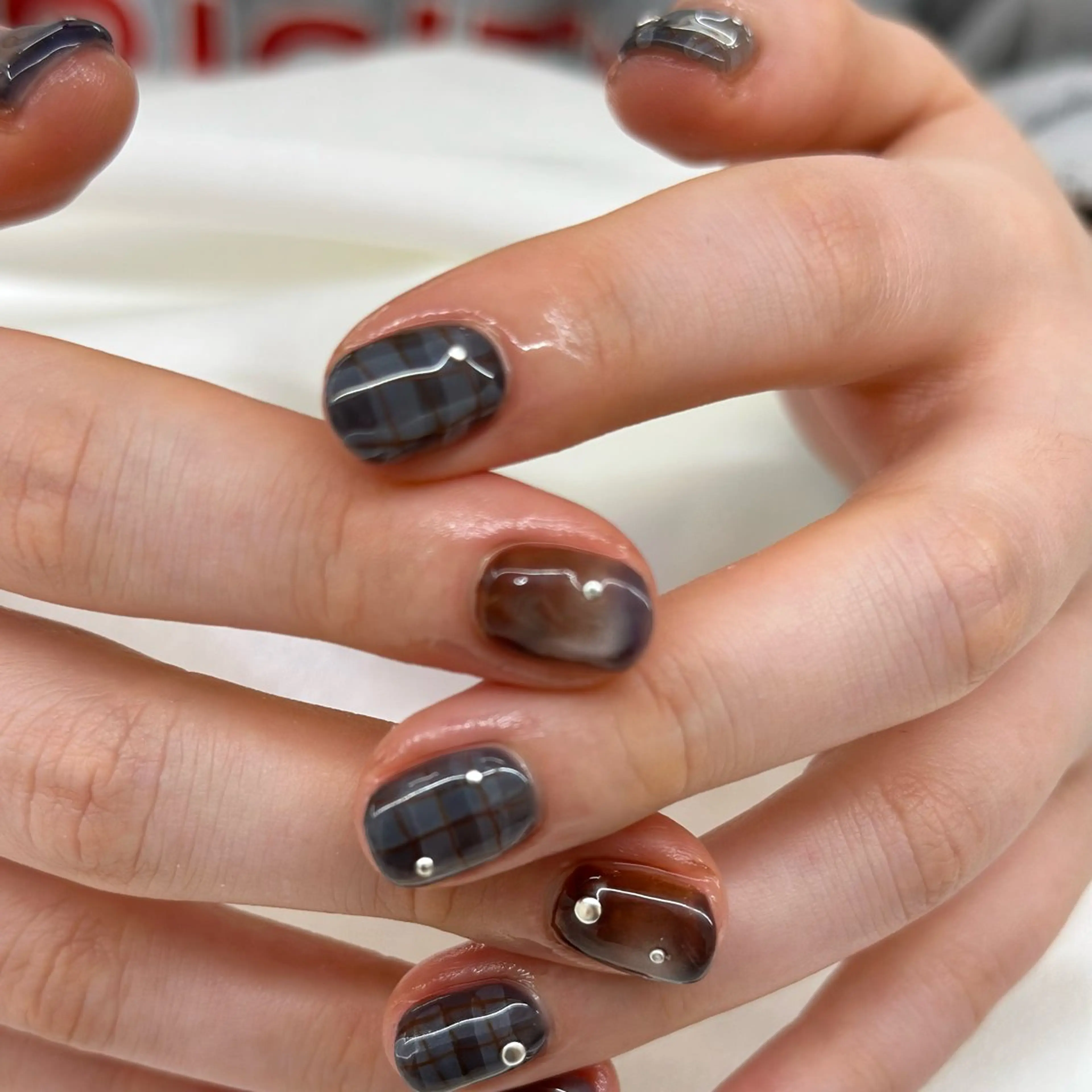 ネイル アートネイル ブラウン ジェルネイル グラデーション パラジェル ハンドネイル fukuyasu rikaのネイルデザイン