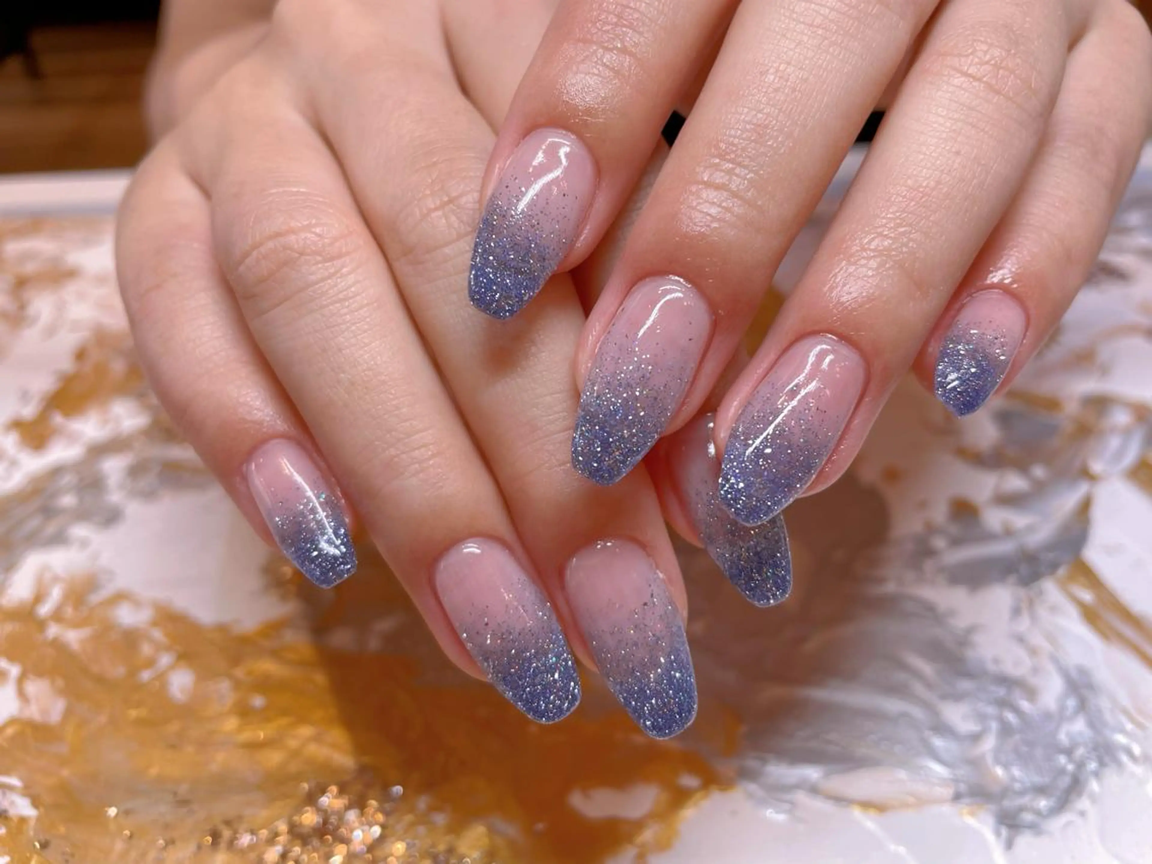 ラメグラデーションジェルネイルコース💖の写真