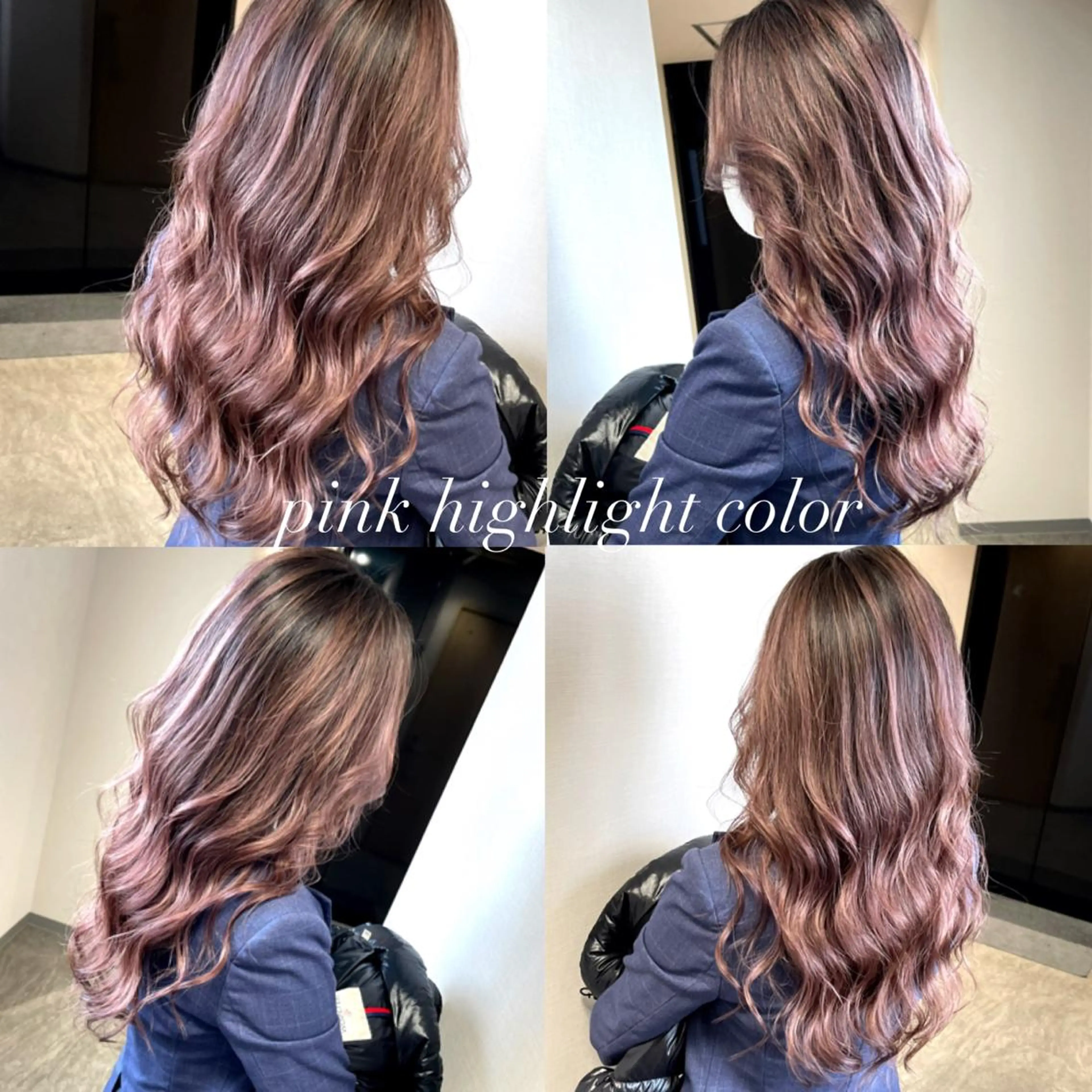 ロング カラー ハイライトカラー ピンクカラー ハイライト 松井那津子 /ハイライトブリーチのヘアスタイル