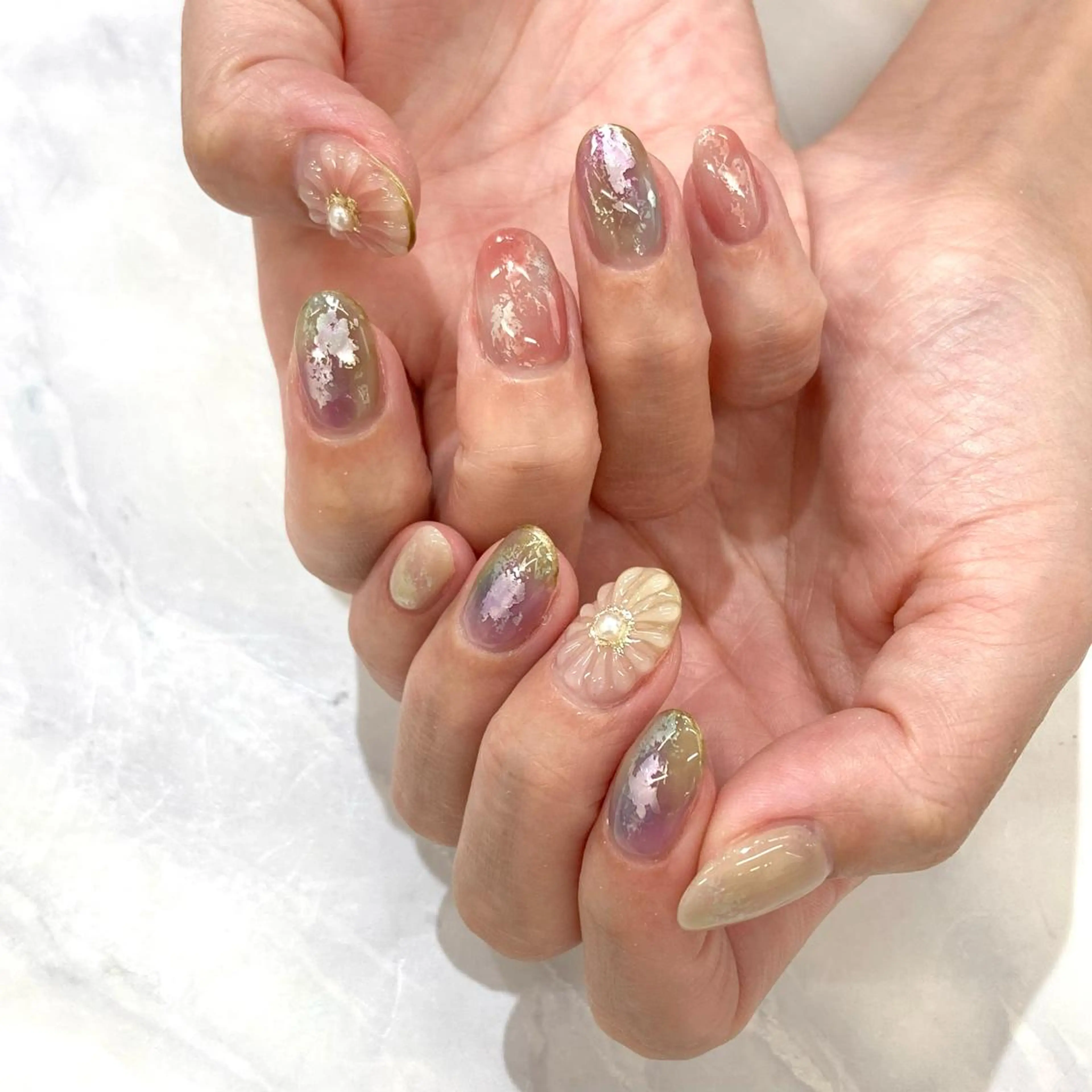 ネイル フラワーネイル ぷっくりネイル KODA308 Saoriのネイルデザイン