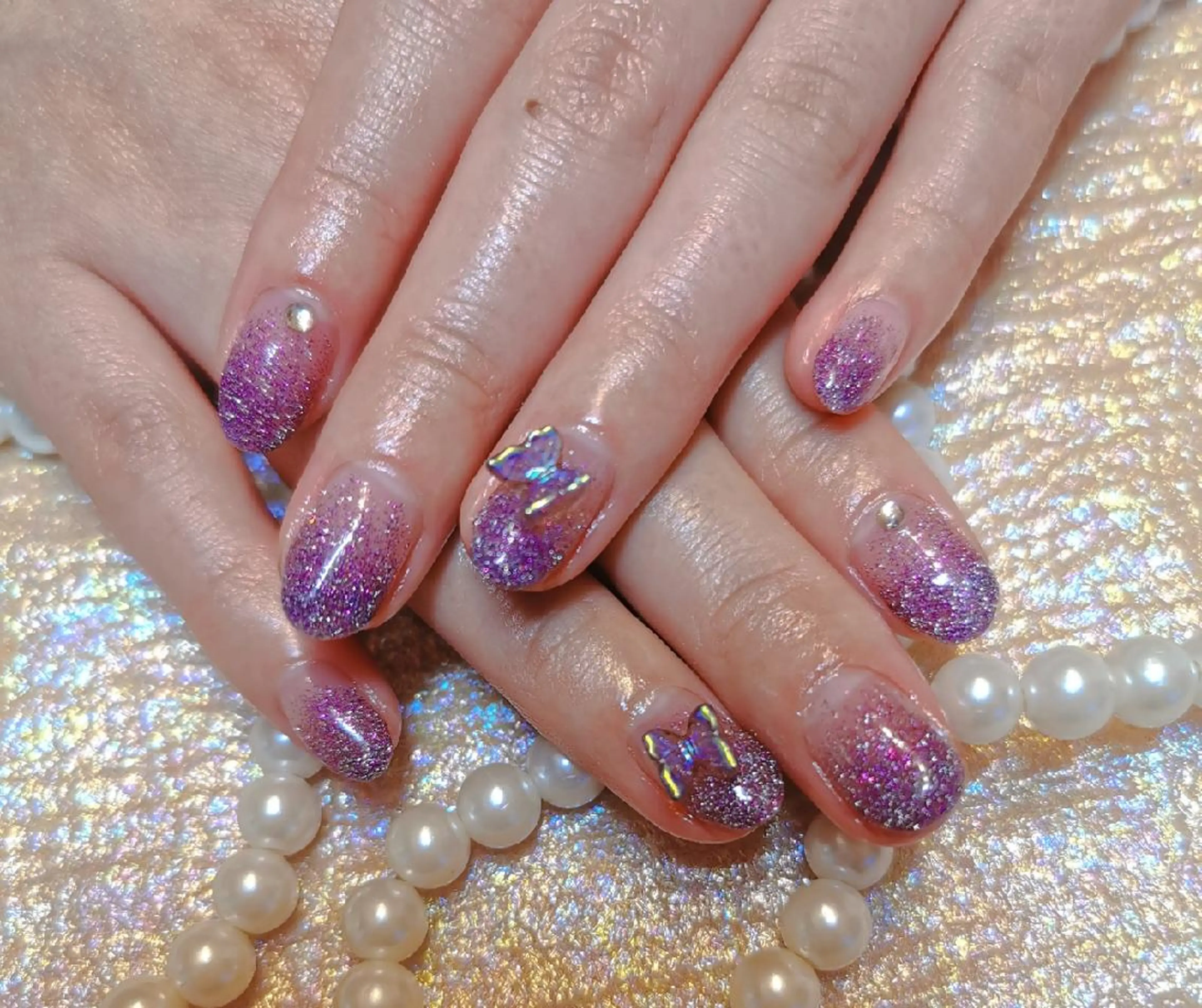 ネイル フラッシュネイル グラデーション ネイリストゆか💅 長さだし、深爪矯正のネイルデザイン