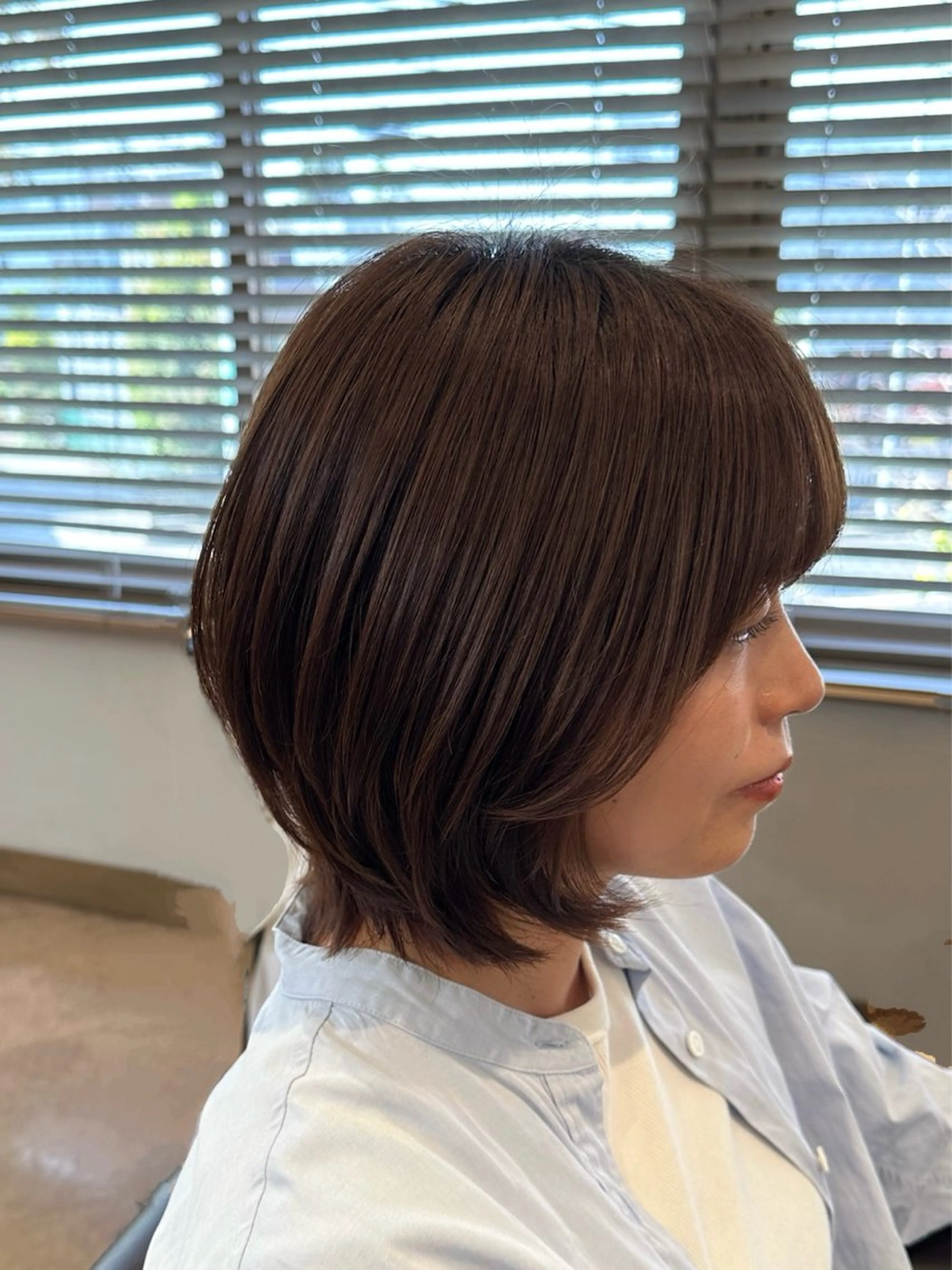 ショート ボブレイヤー ボブ くびれヘア レイヤーカット ショートヘア 韓国風ﾊﾟｰﾏ❁﻿ fu-ka❁艶ｶﾗｰのヘアスタイル