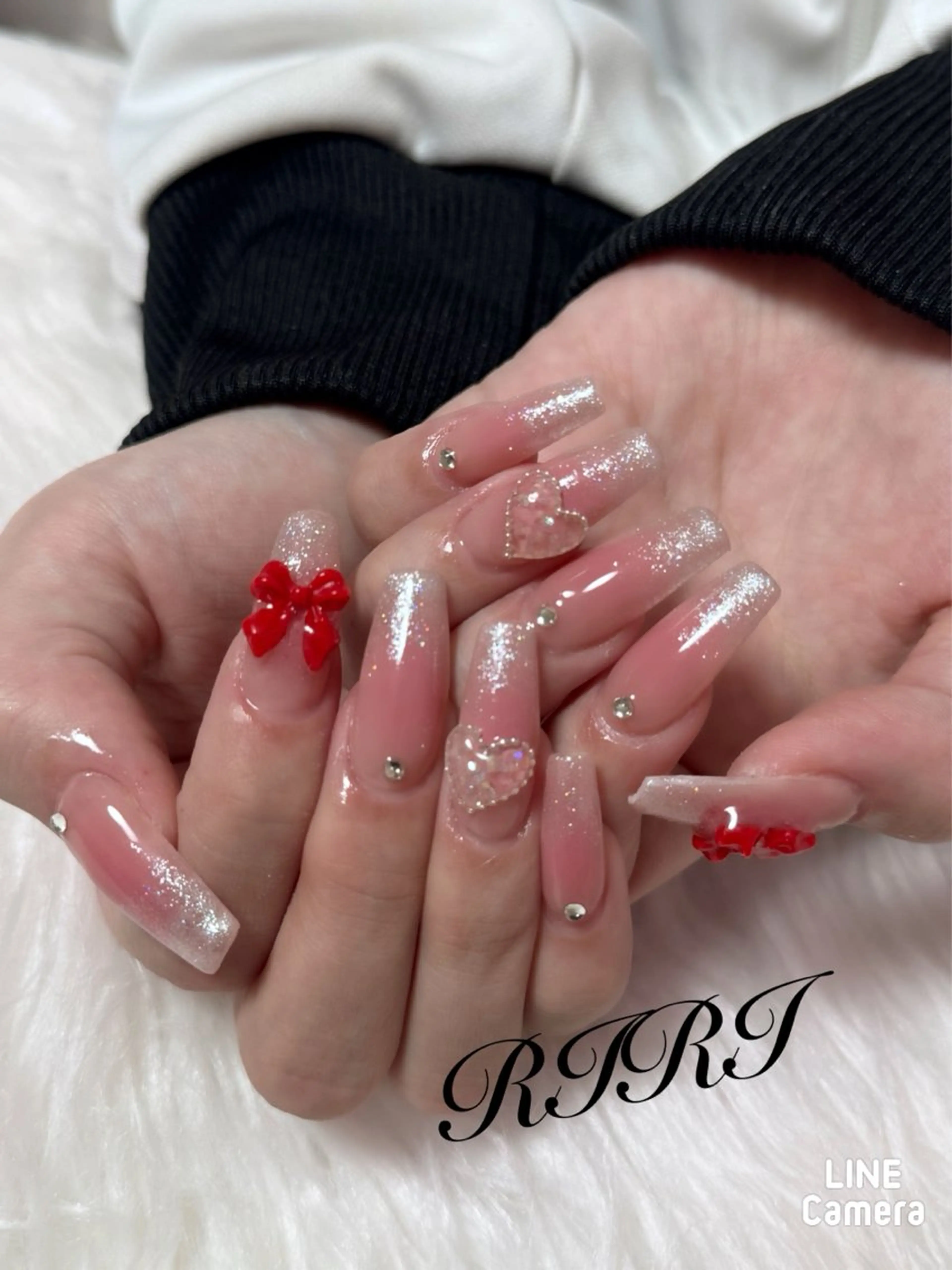 ネイル チークネイル ジェルネイル 韓国ネイル ロングネイル ピンク ハンドネイル riri オーナーのネイルデザイン