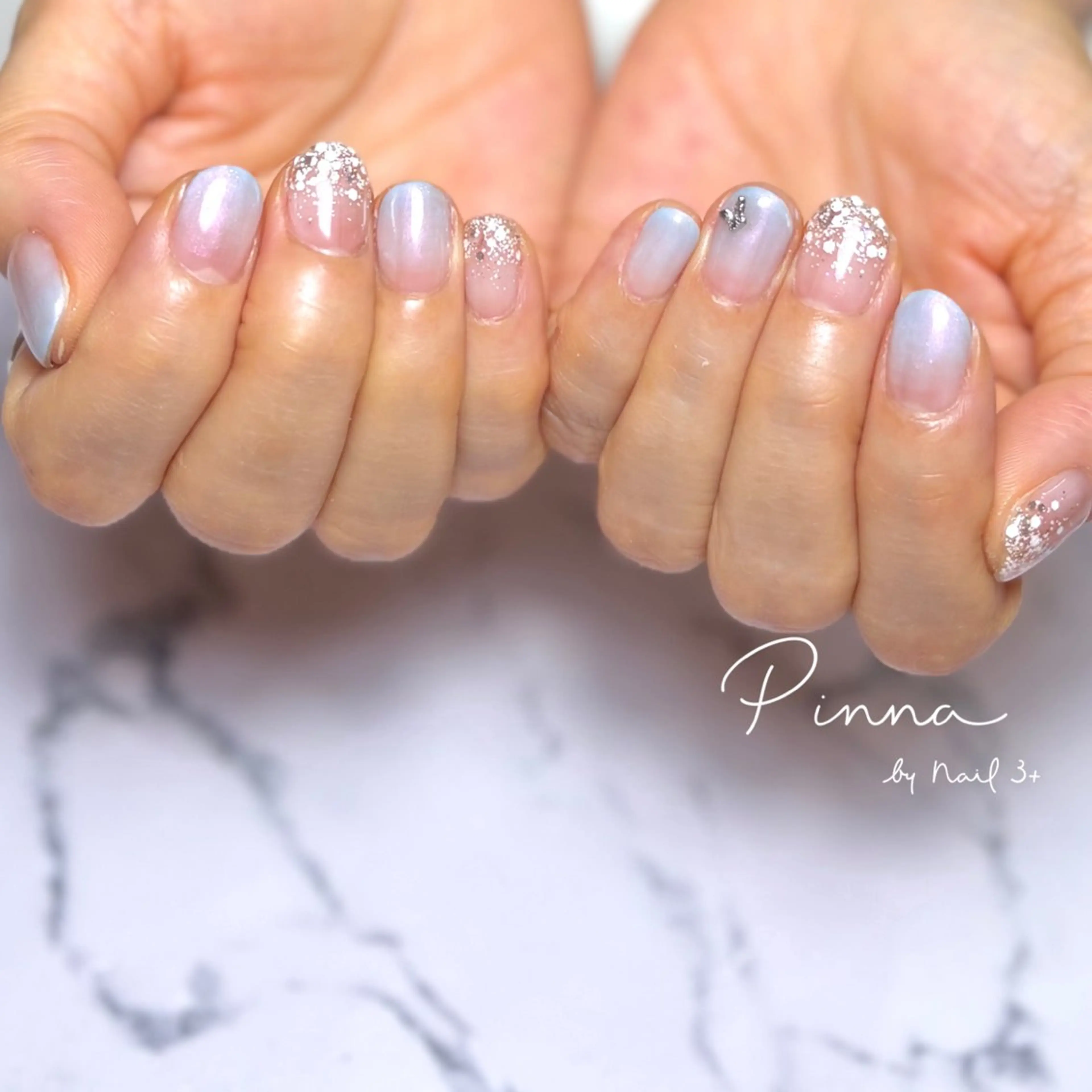 ネイル ブルー ラメ(グリッター) マットネイル Pinna by nail3+所属・Mayu 🌷🦋のネイルデザイン