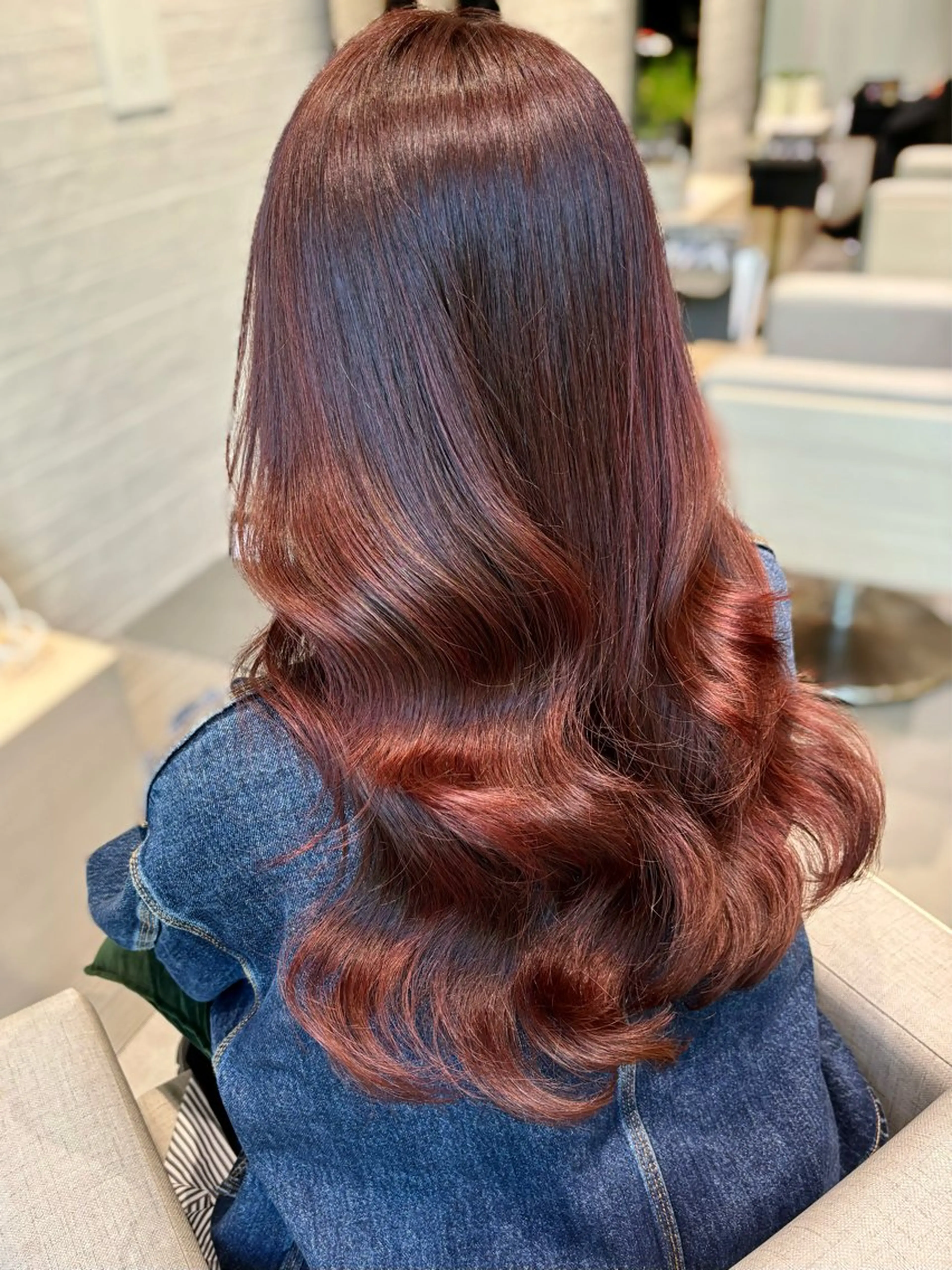 セミロング カラー ブリーチ ブリーチなしカラー レッドカラー トリートメント 銀座/髪質改善/韓国 カラー🍓原田侑依のヘアスタイル