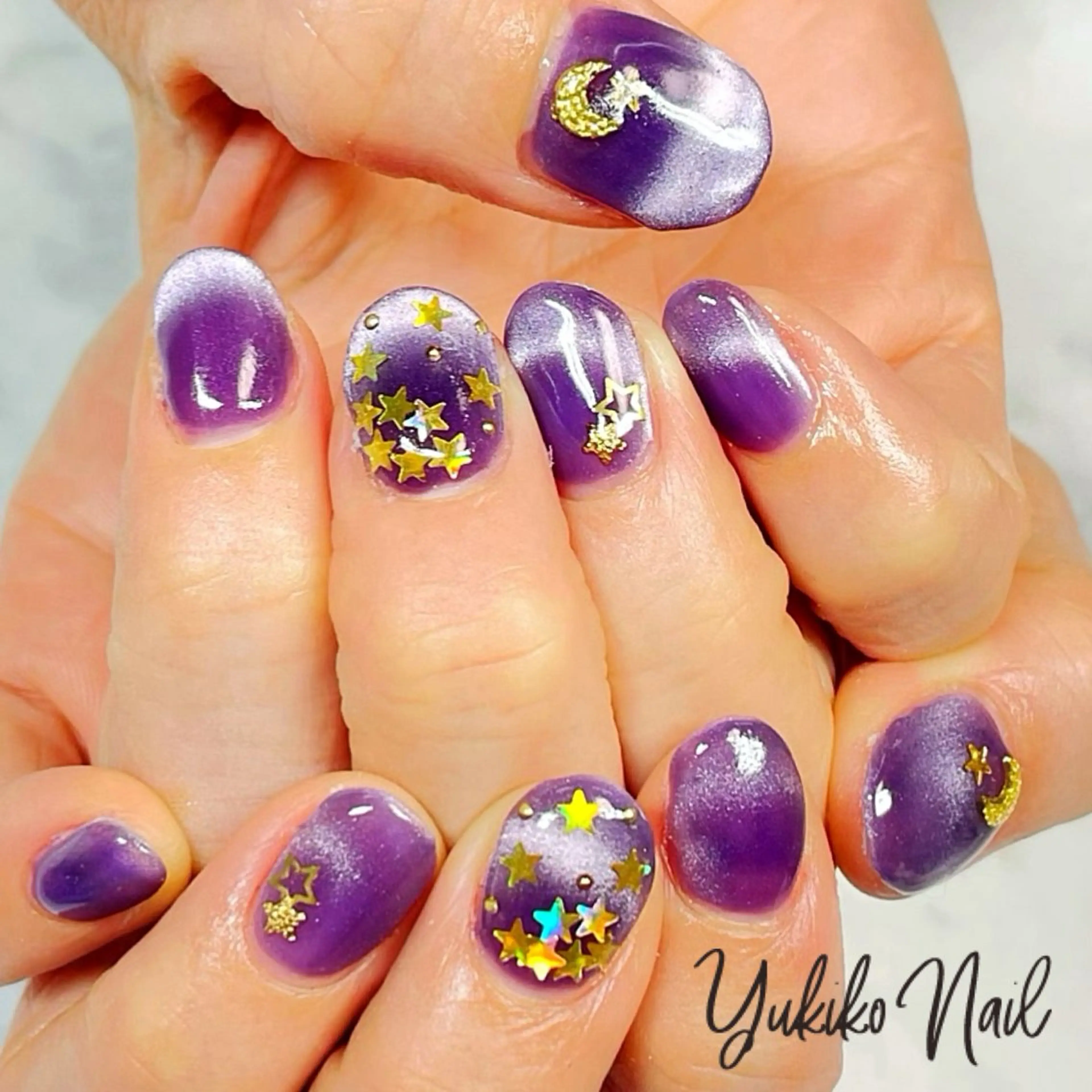 ネイル アートネイル フレンチネイル キラキラネイル マグネットネイル マグネットフレンチ ハンドネイル ユキコ ネイルのネイルデザイン