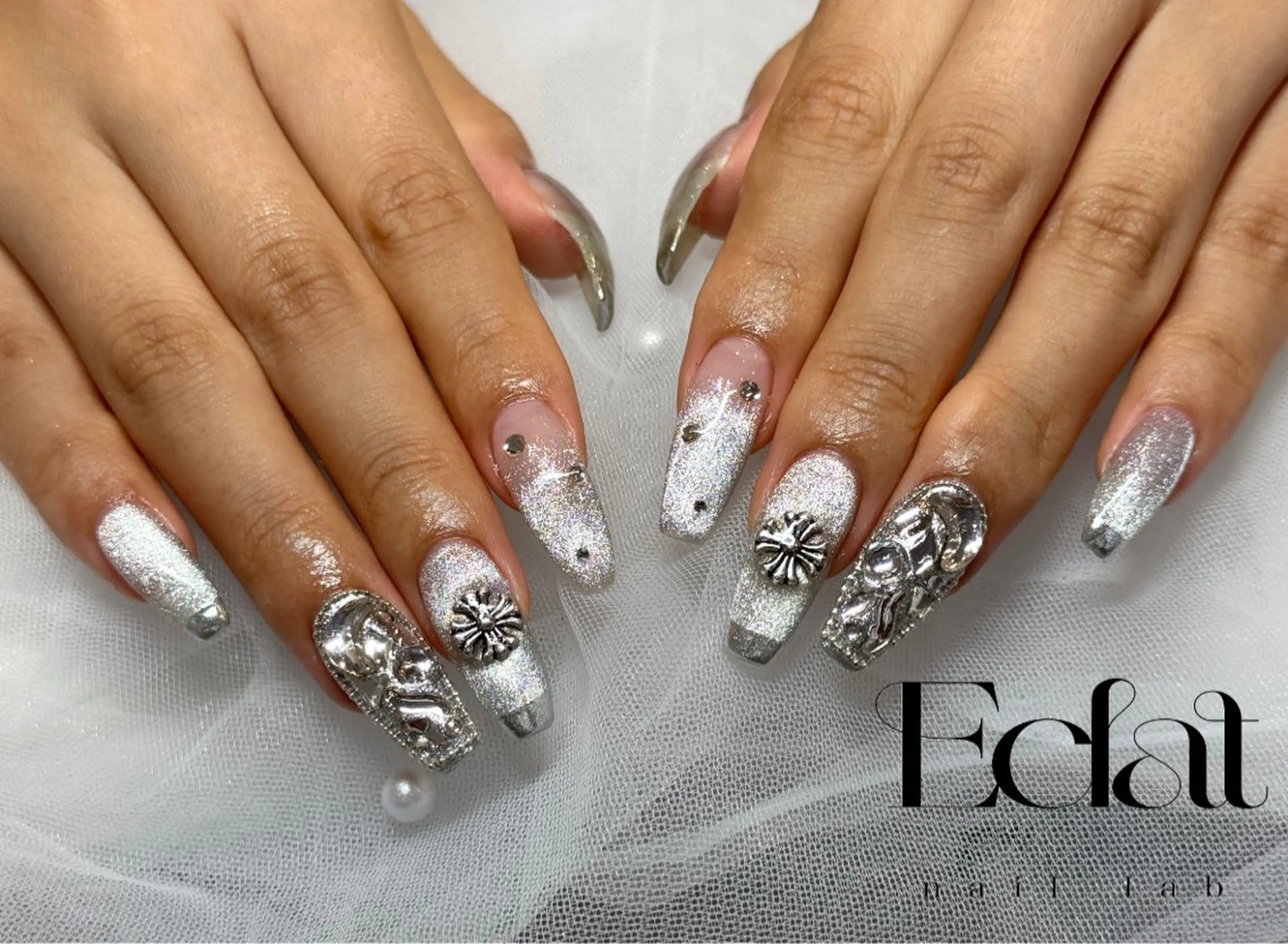 セミロング ハンドネイル ネイルラボEclat RINAのネイルデザイン