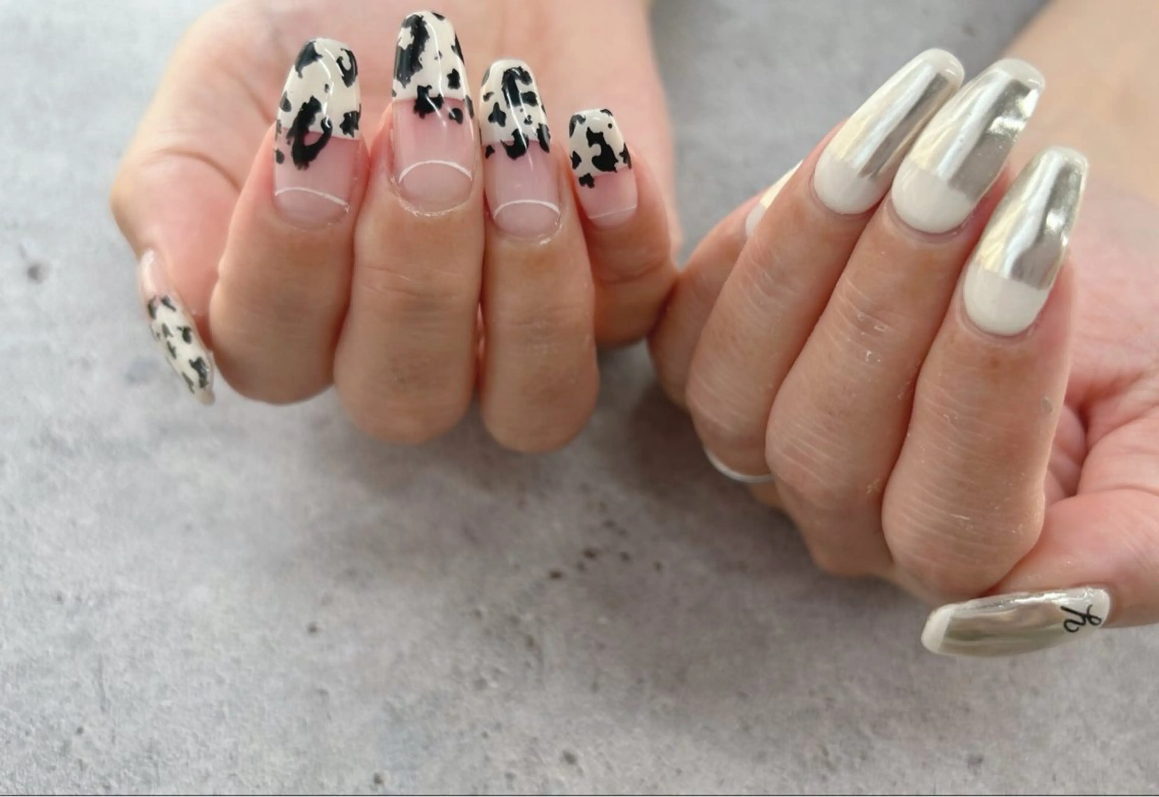 ネイル アニマル柄 ミラーネイル ハンドネイル Nail Salon agré所属・agré ネイルサロン　アグレのネイルデザイン
