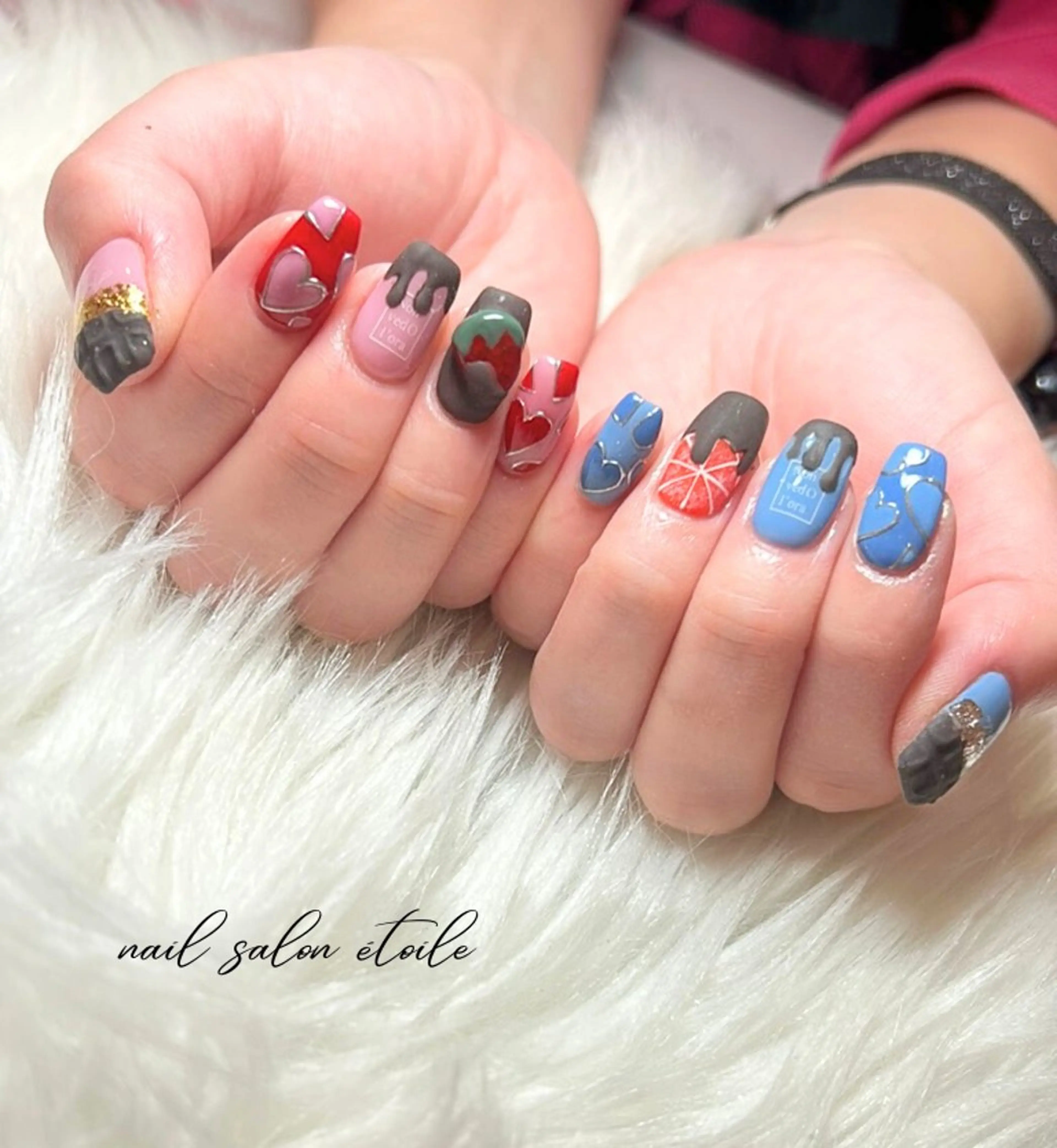 ネイル ハート バレンタイン ハンドネイル nail salon étoileのネイルデザイン