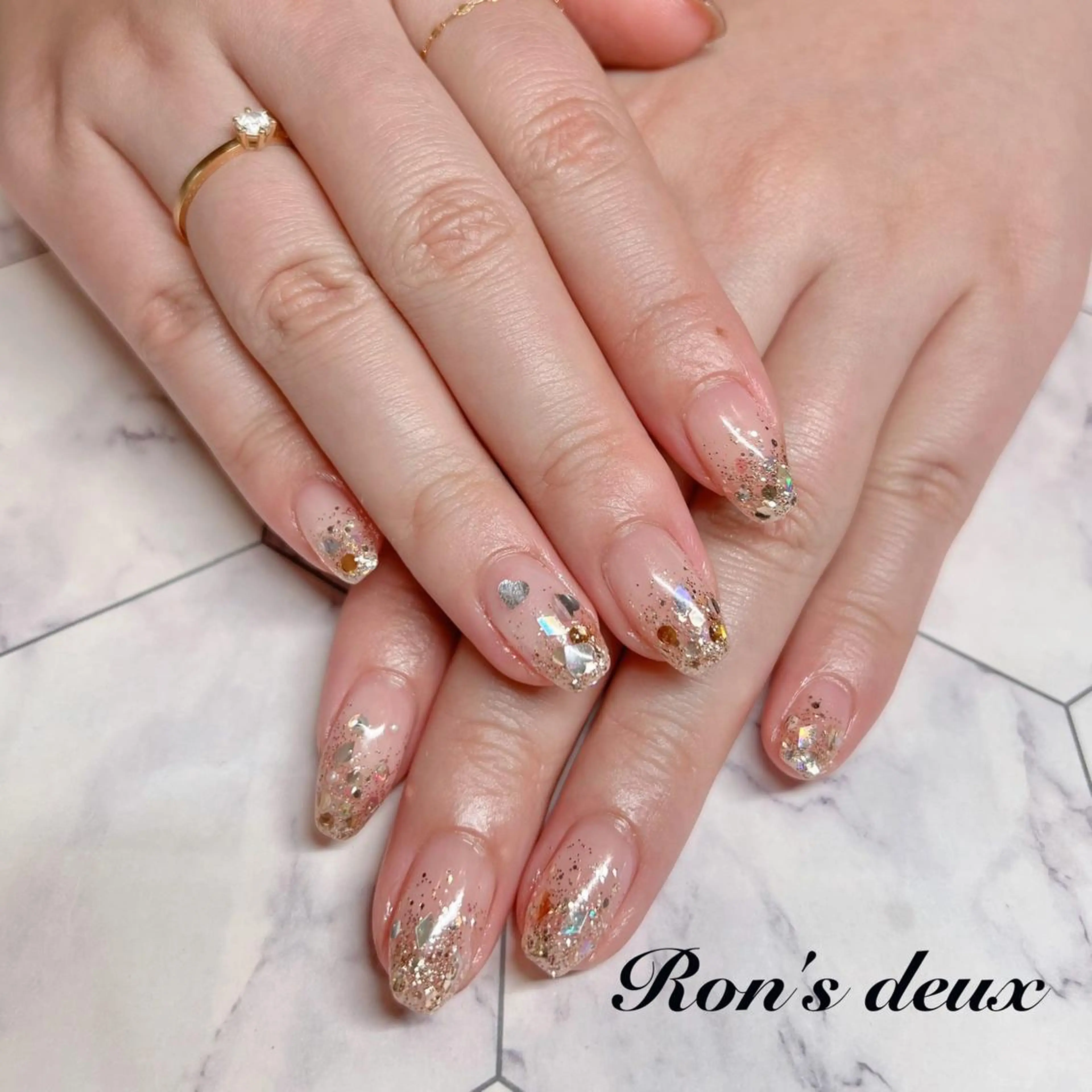 ネイル ラメ(グリッター) ラメグラデーション Ron's nail 仙田のネイルデザイン