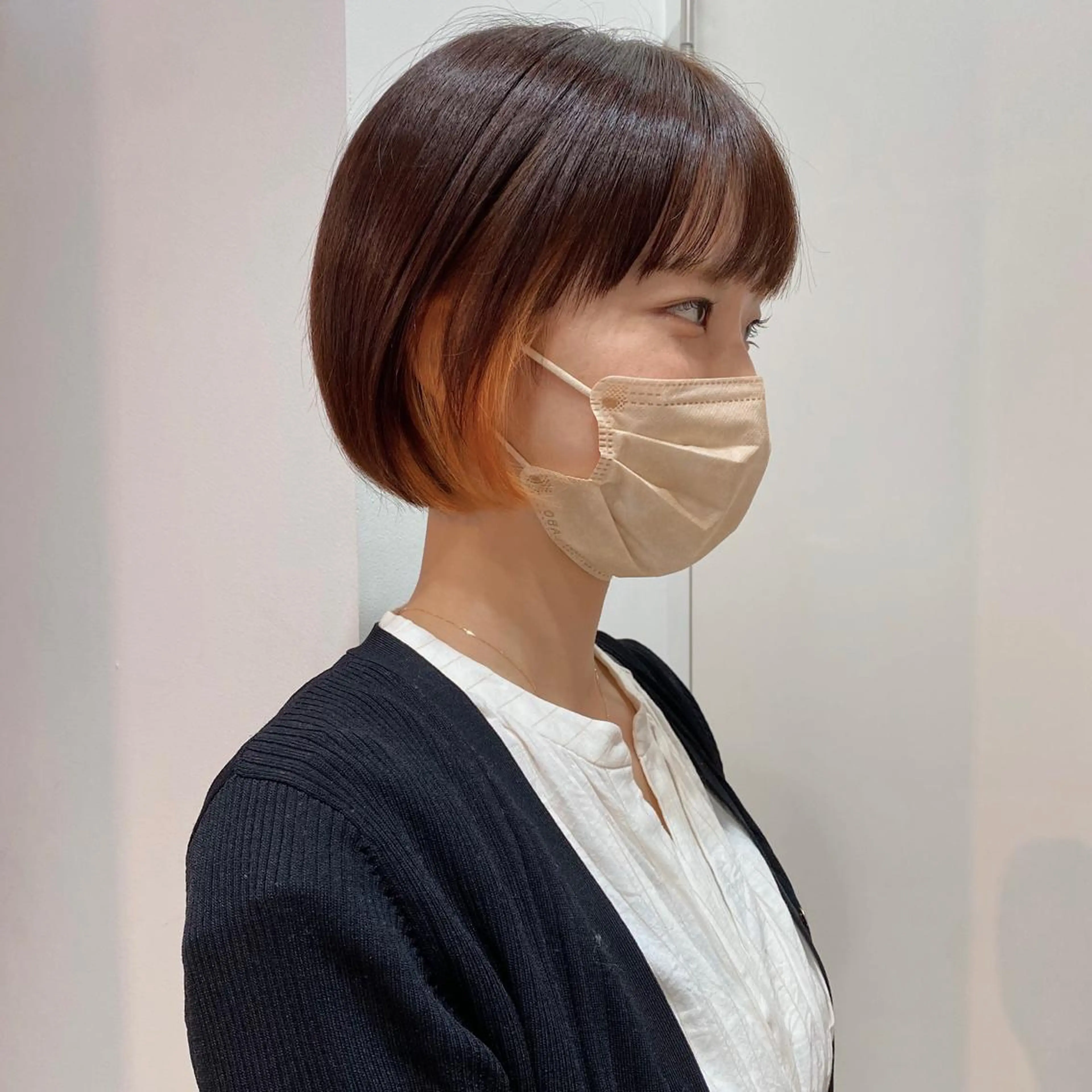 ショート カラー ヘアアレンジ インナーカラー オレンジ ブリーチなしカラー/ 髪質改善/寺門束のヘアスタイル