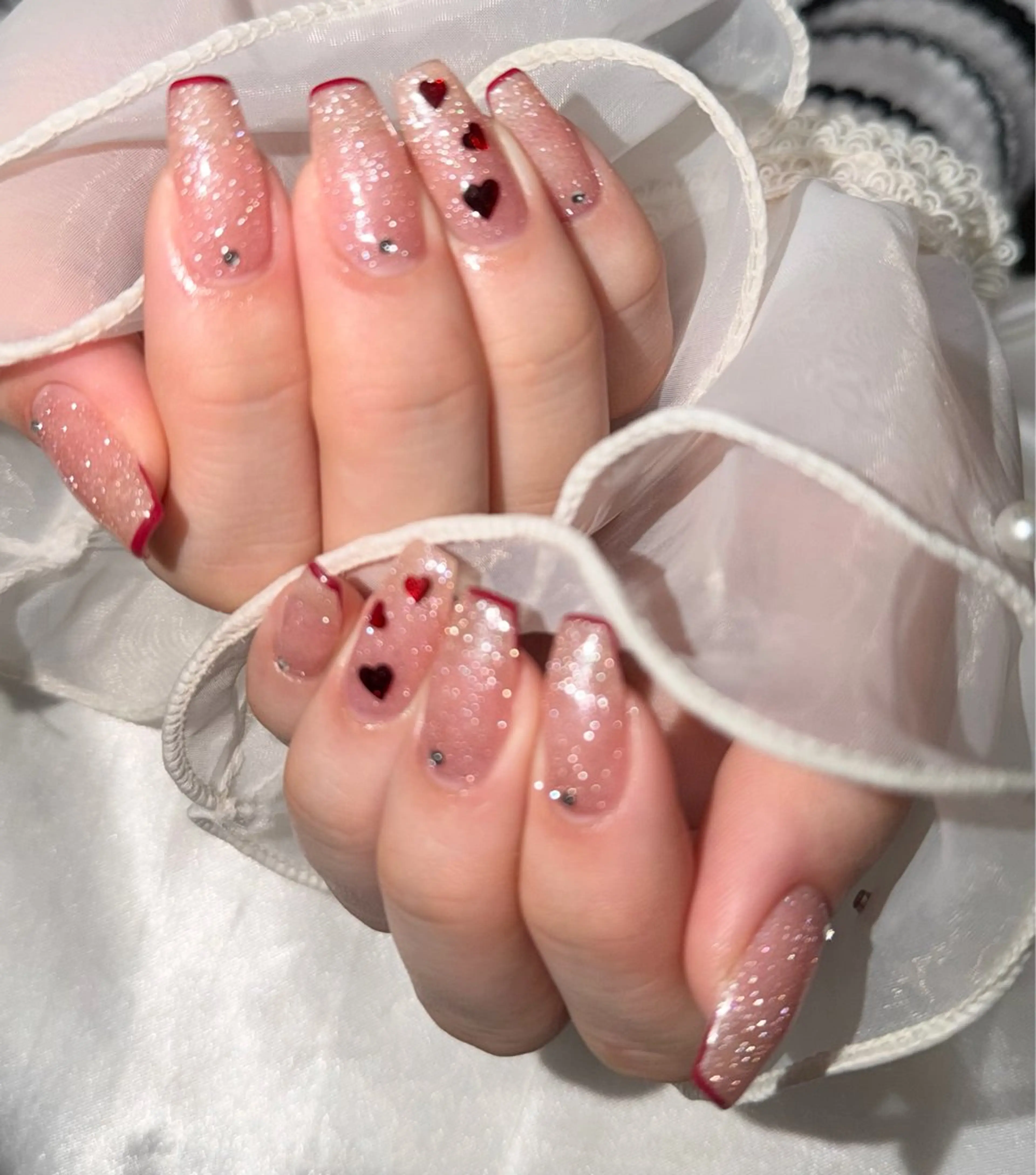 ネイル フラッシュネイル バレンタイン ハンドネイル salon de Tiara 碧のネイルデザイン