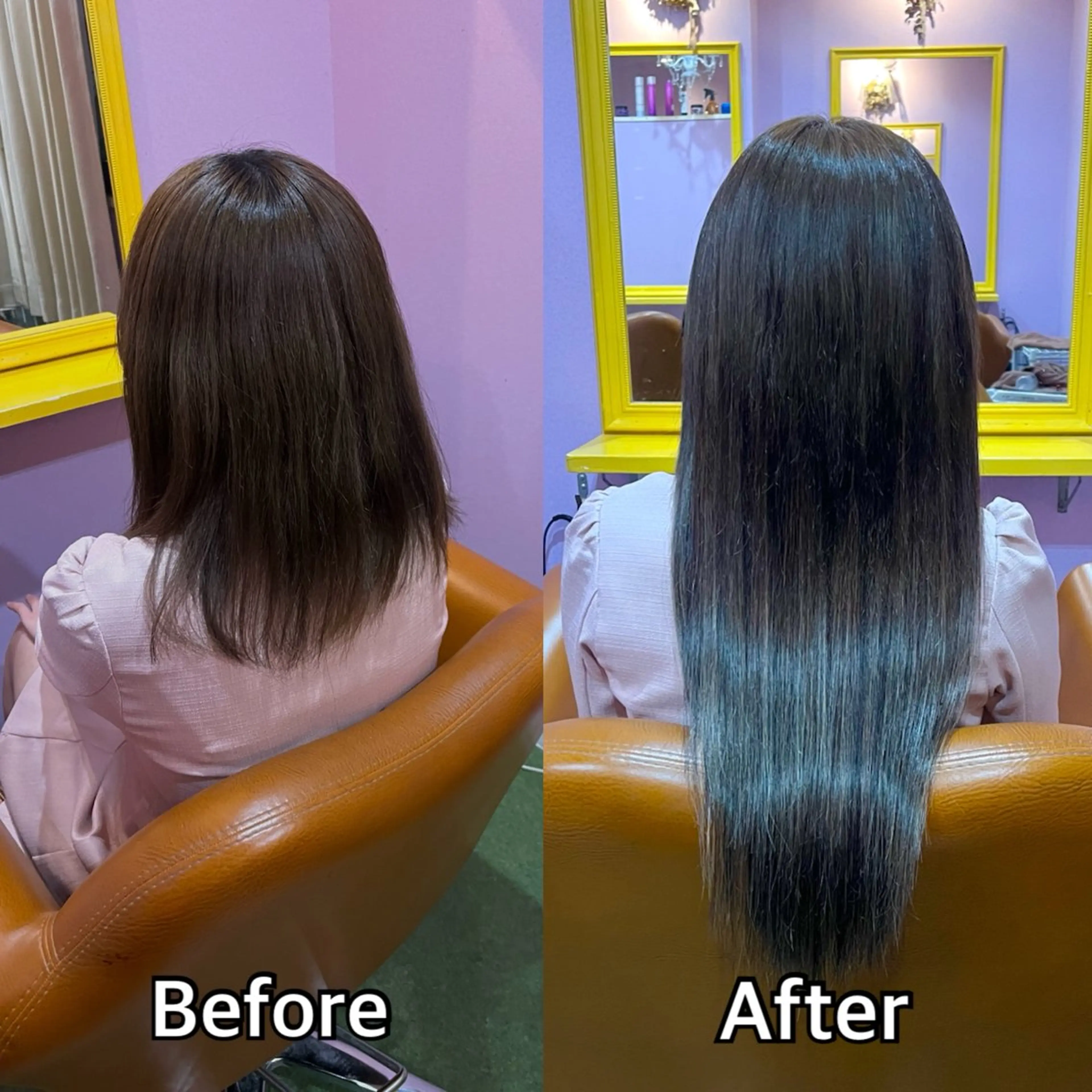 ロング ヘアカラー エクステ シール＋ちび編み込み エクステ梅田🐨のヘアスタイル