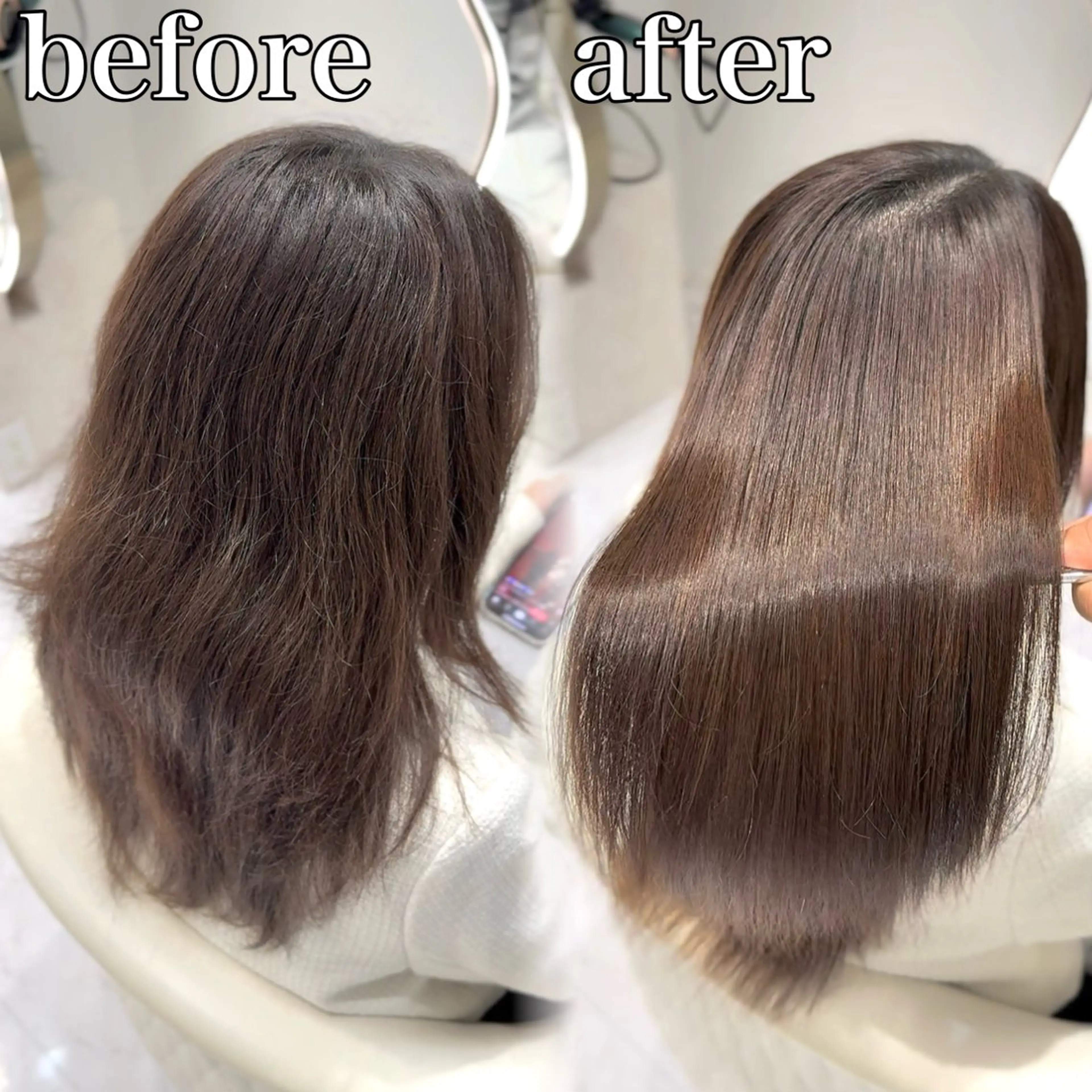 セミロング 髪質改善 縮毛矯正 トリートメント 🎖️初回完結型髪質 改善/縮毛矯正 友石のヘアスタイル