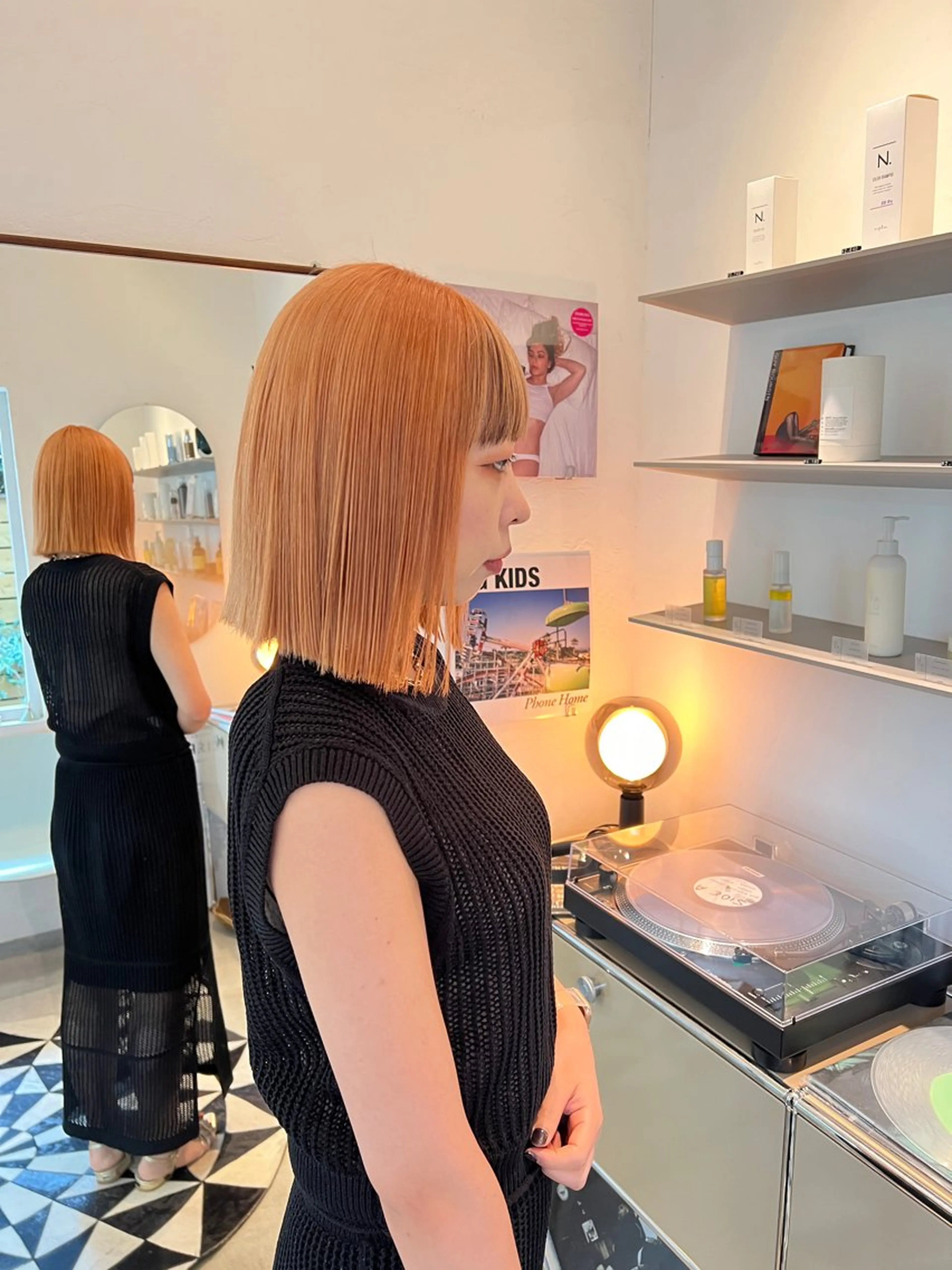 ミディアム カラー オレンジ HITOMI 福岡パーマのヘアスタイル