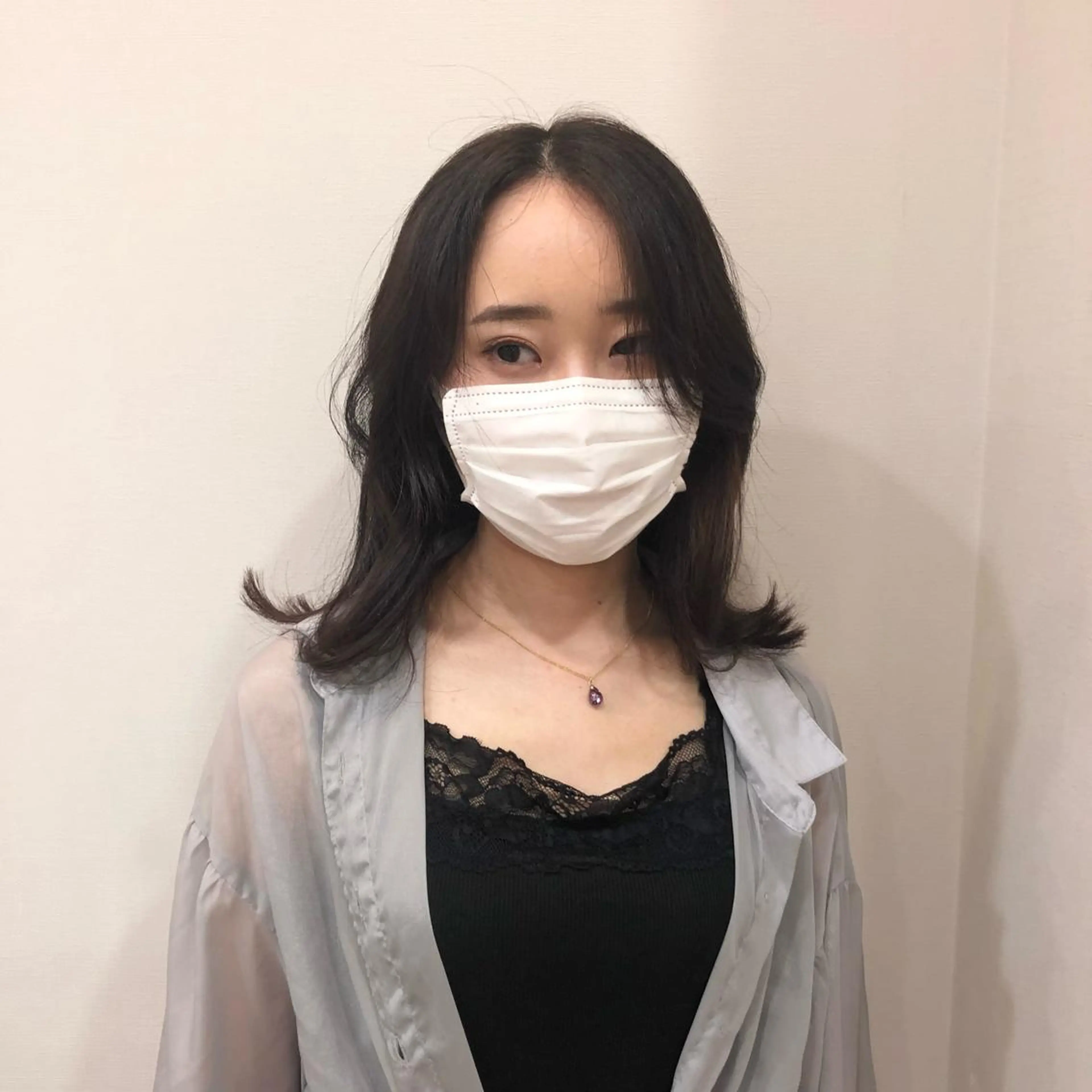 ミディアム カラー 黒髪 noa hair design 町田店所属・miyu♡̷̷ 韓国ヘア/顔まわりのヘアスタイル