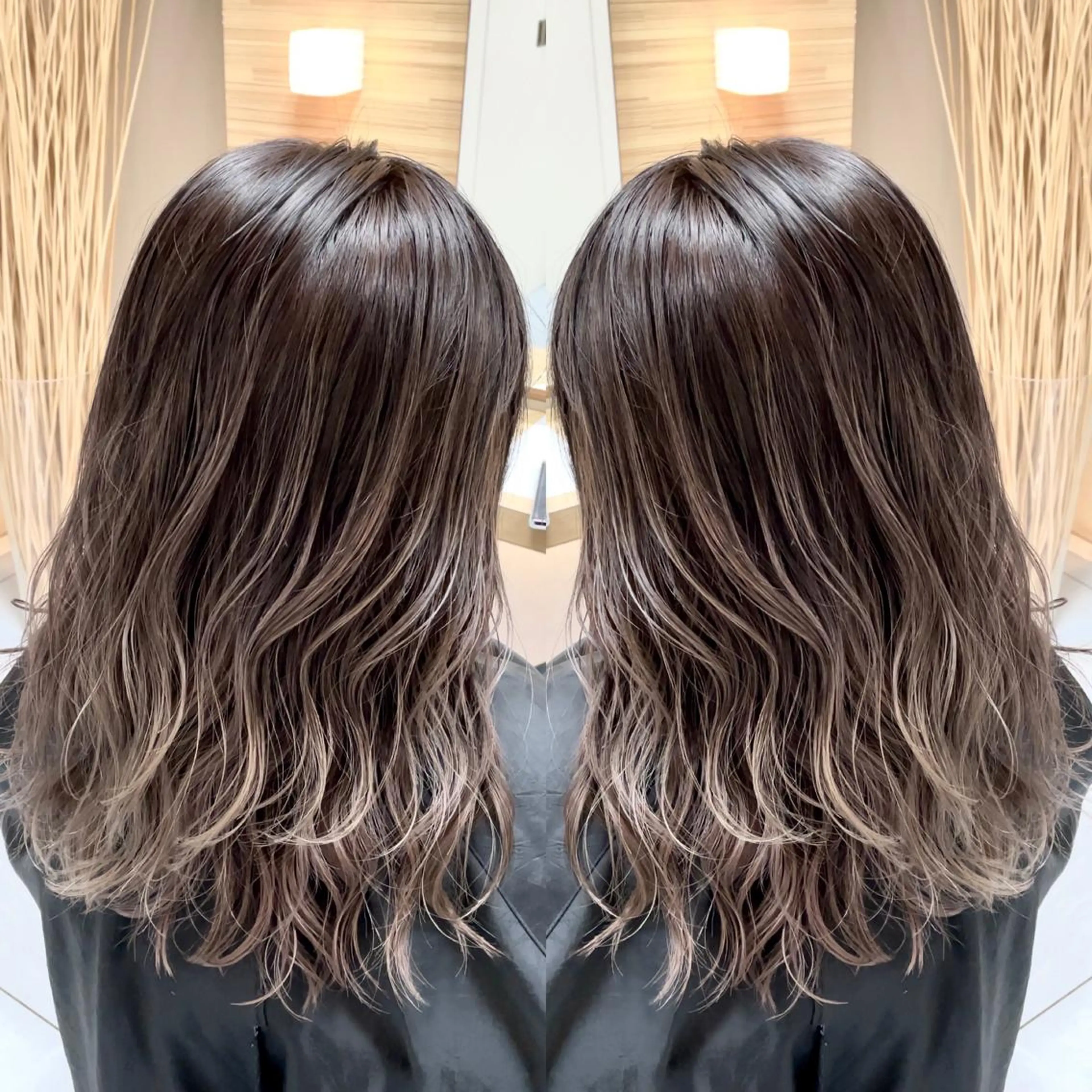 ミディアム カラー カット ヘアカラー トリートメント 縮毛/レイヤー 韓国/橋口のヘアスタイル