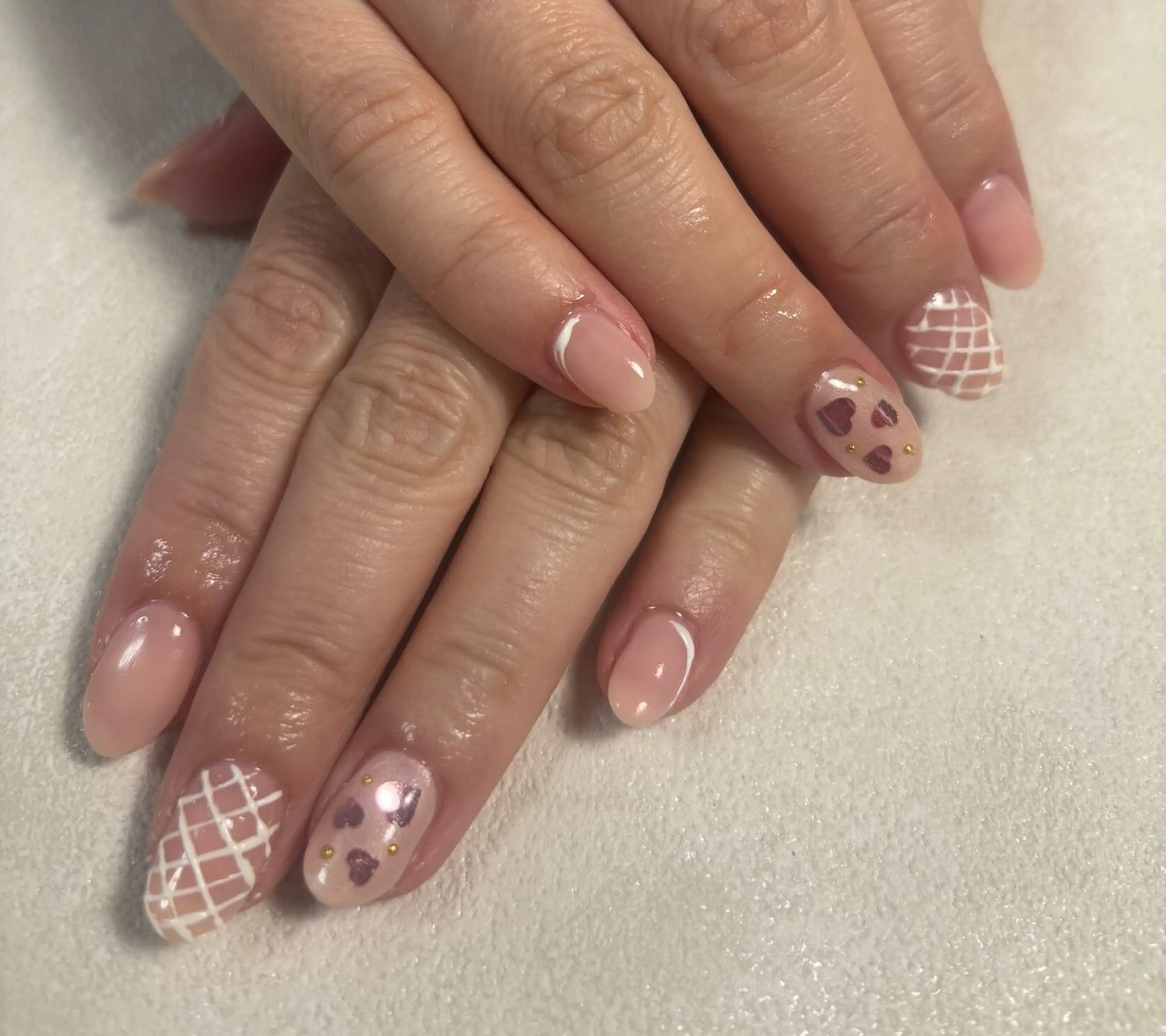 ネイル オーロラネイル フットネイル フレンチネイル ジェルネイル ハート ハンドネイル kiki nail たまプラーザのネイルデザイン