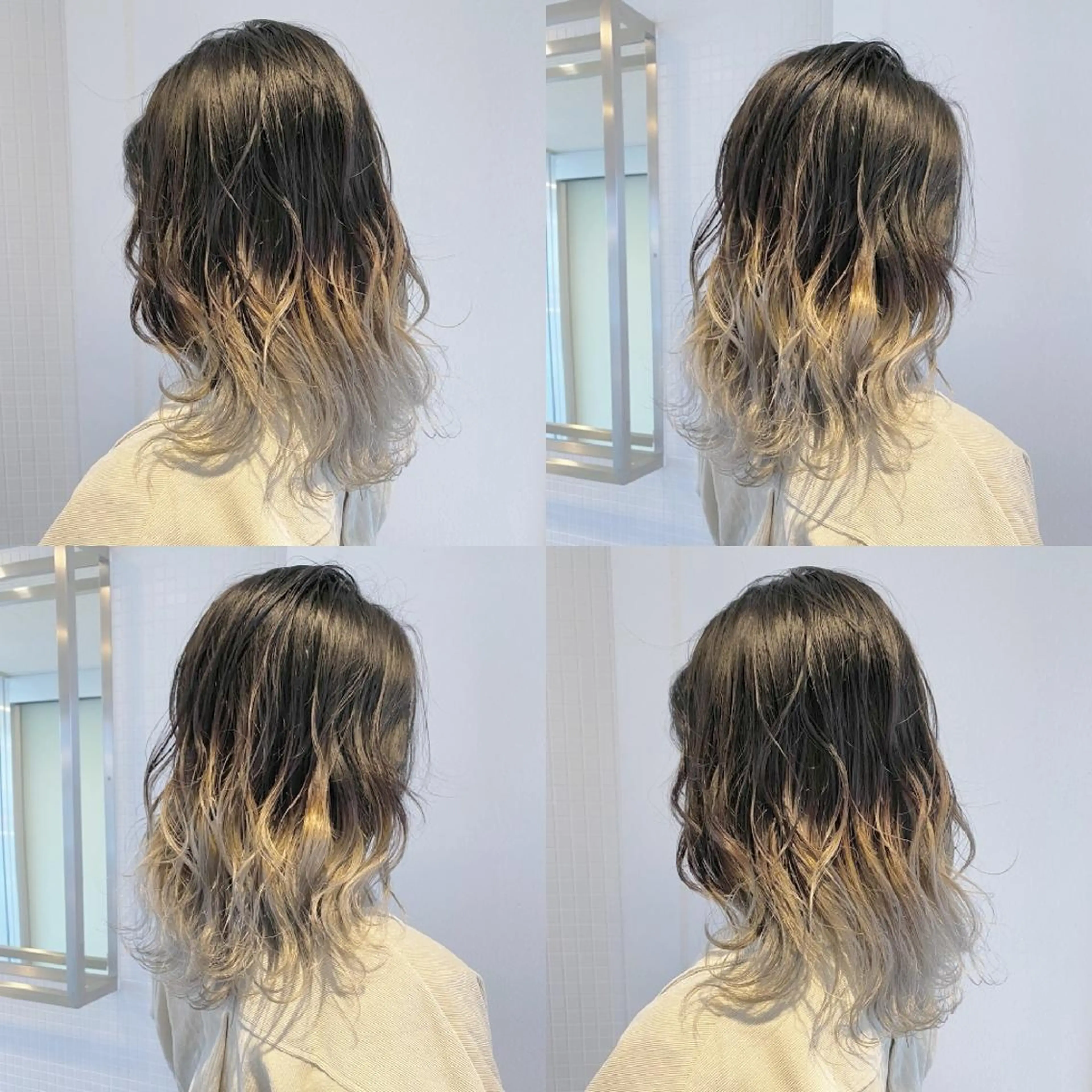 セミロング カラー アッシュ ブリーチ ホワイトアッシュ nambu-GARDEN所属・上田 昂雅のヘアスタイル