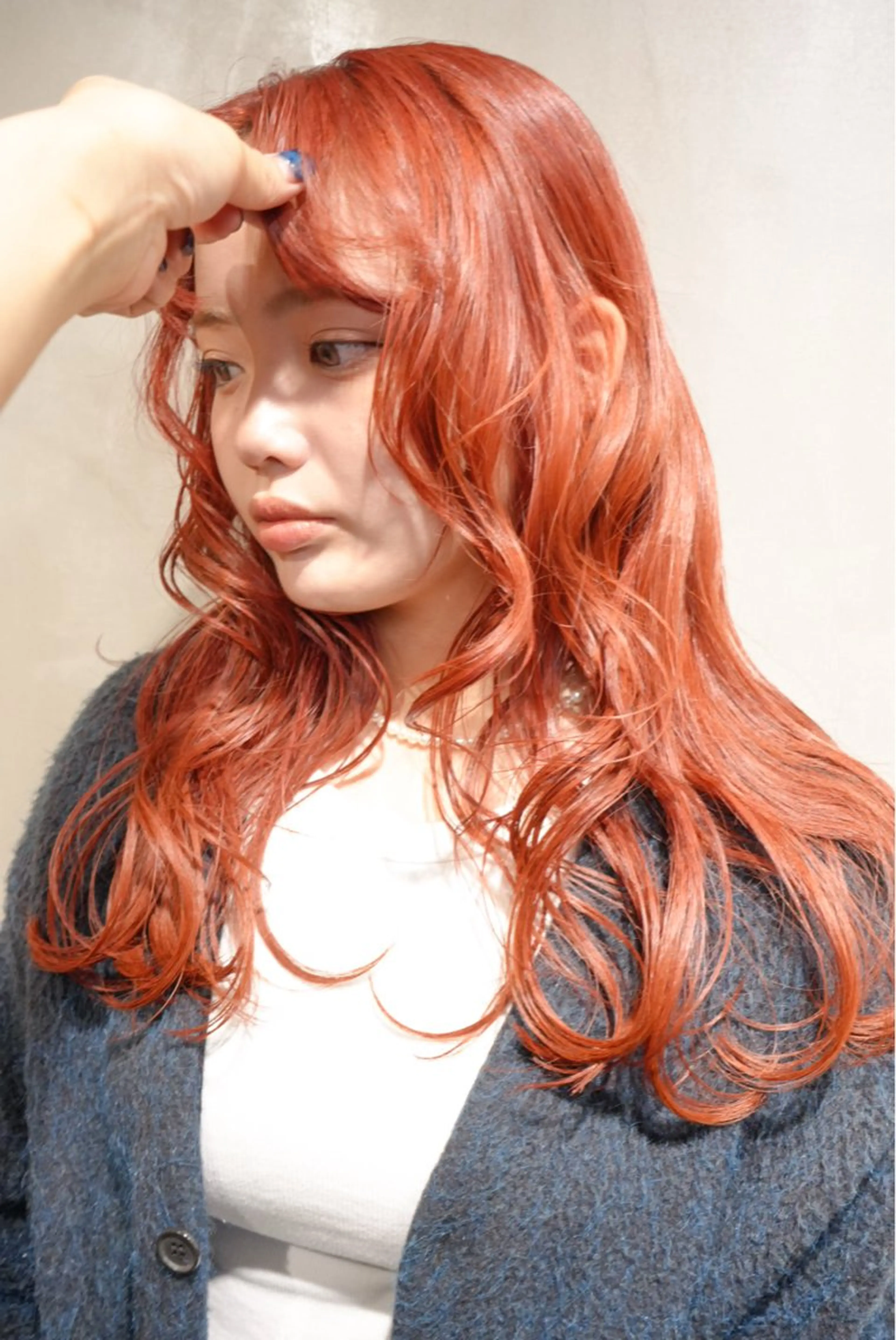 セミロング カラー オレンジ 🍈yurina 福岡/パーマ🍈のヘアスタイル