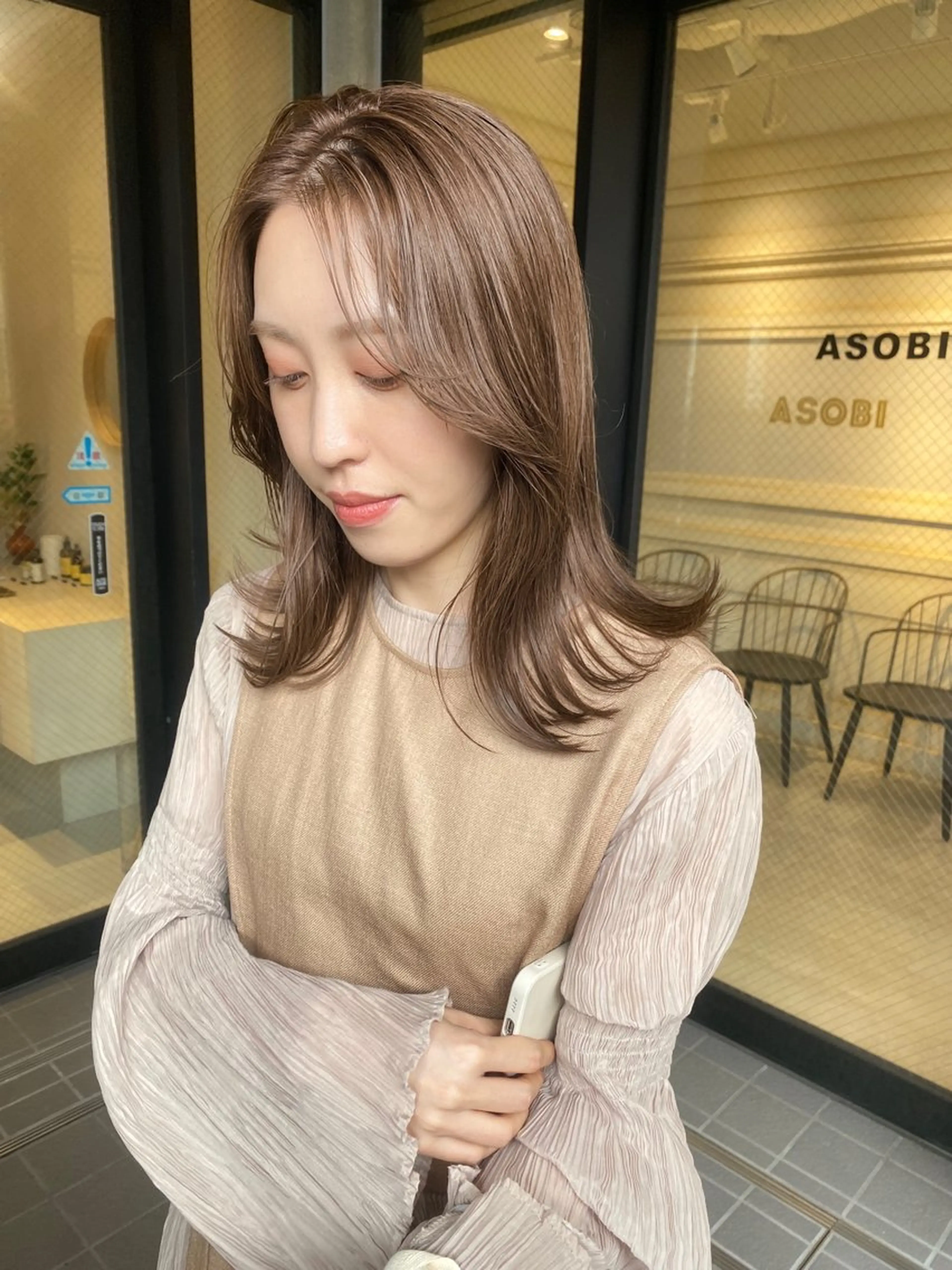 ミディアム カラー cie所属・ボブ/ミニボブ 透明感カラーkadoのヘアスタイル