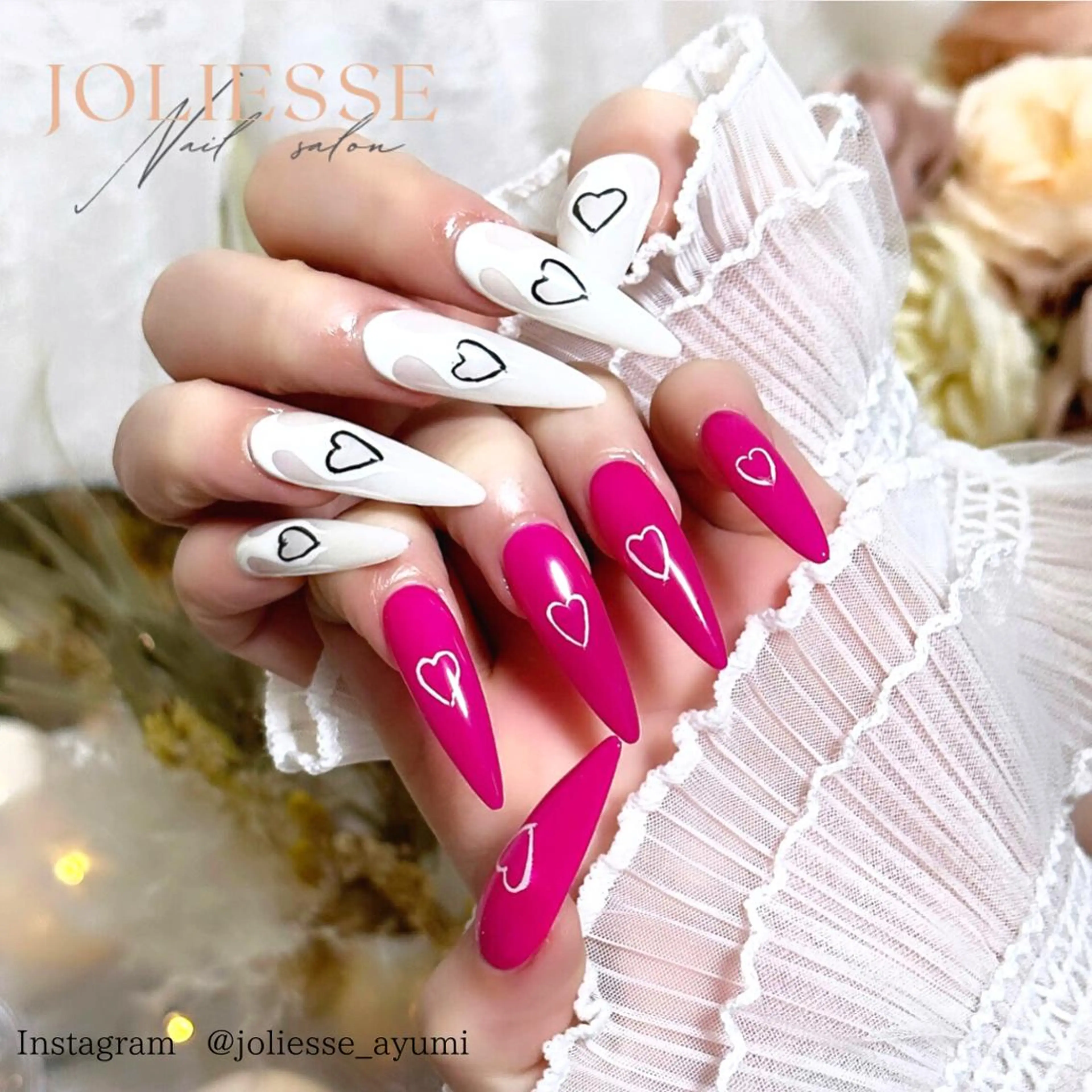 ネイル ハート ハンドネイル joliesse【ジョリエス】所属・JOLIESSE Ayumiのネイルデザイン