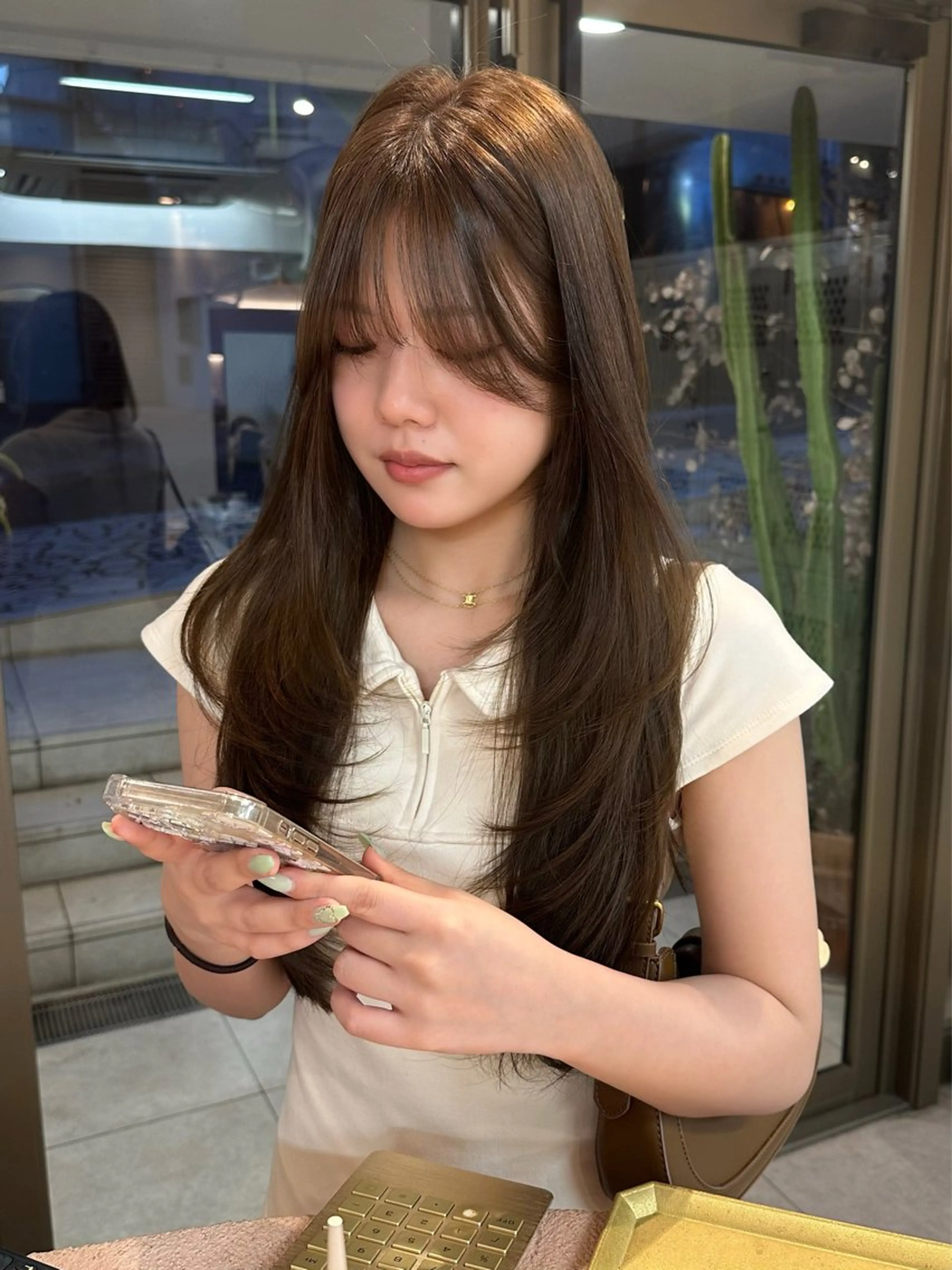 ロング カラー ベージュカラー ラテベージュ ハイレイヤー レイヤーカット 韓国ヘア🦢🖤 Sayumiのヘアスタイル