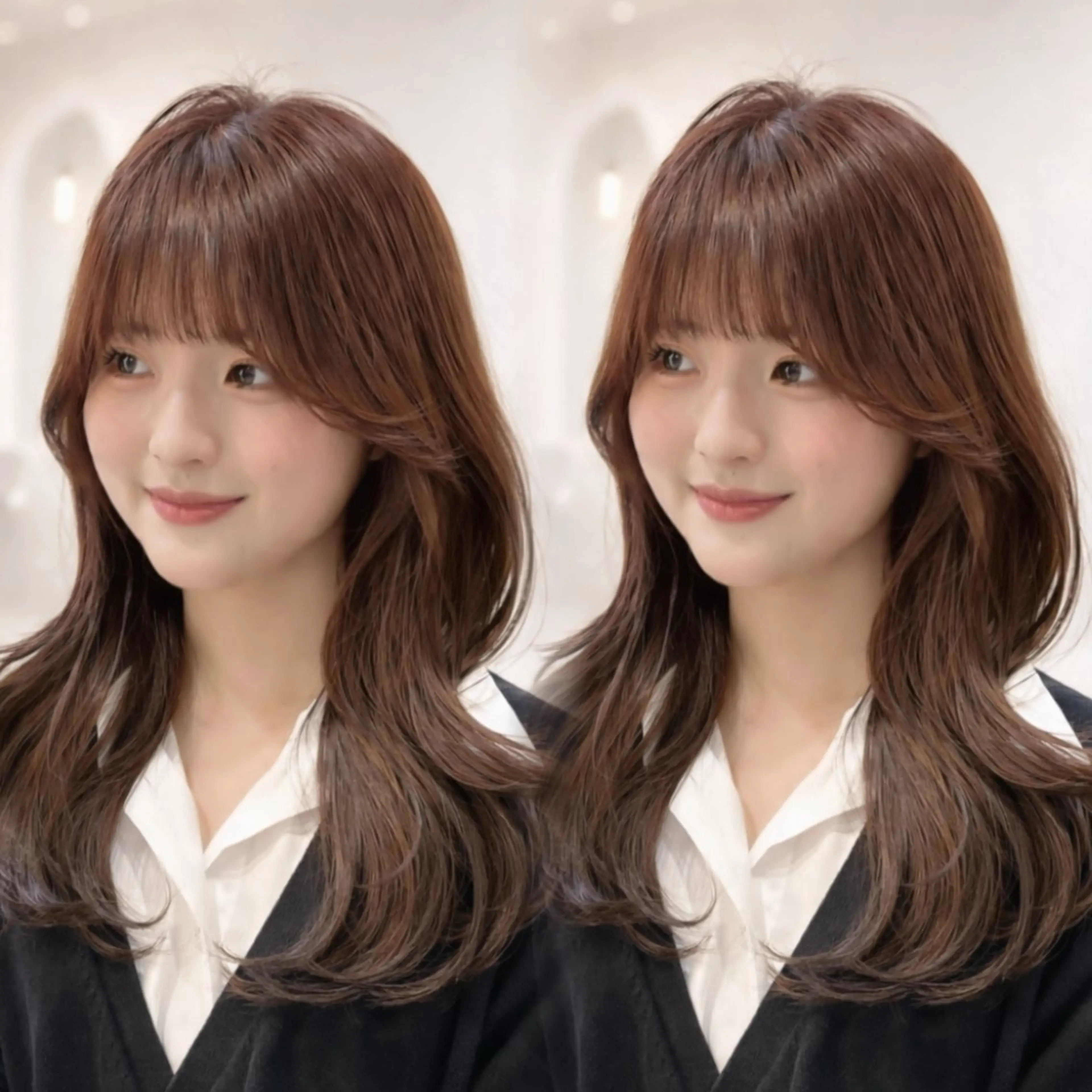 ロング ヘアアレンジ ヨシンモリ 韓国風ヘア レイヤーカット カット トリートメント レイヤー♡透明感/ 艶カラー🦢こころのヘアスタイル