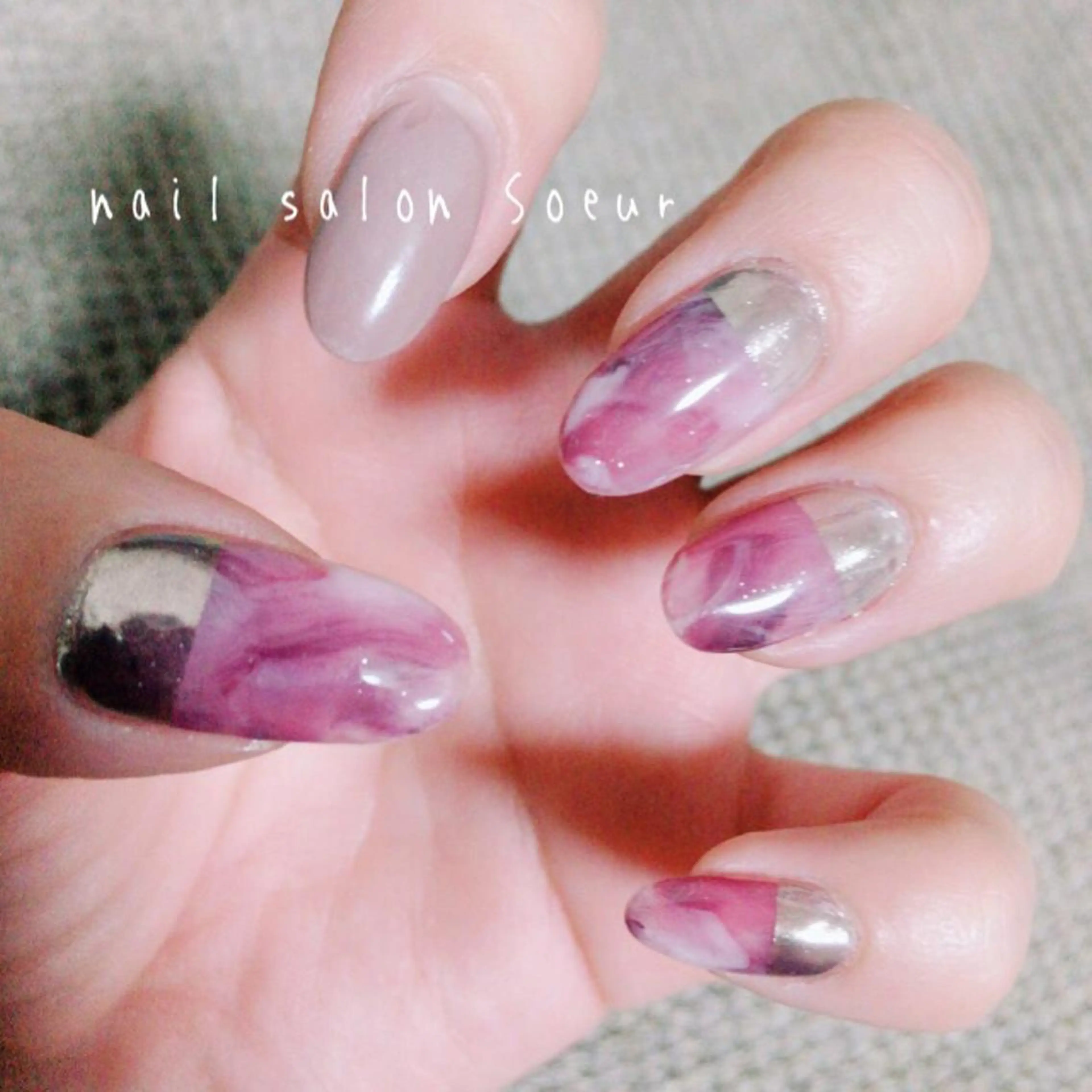 ネイル アートネイル ジェルネイル ミラーネイル ニュアンスネイル ハンドネイル nail salon Soeurのネイルデザイン