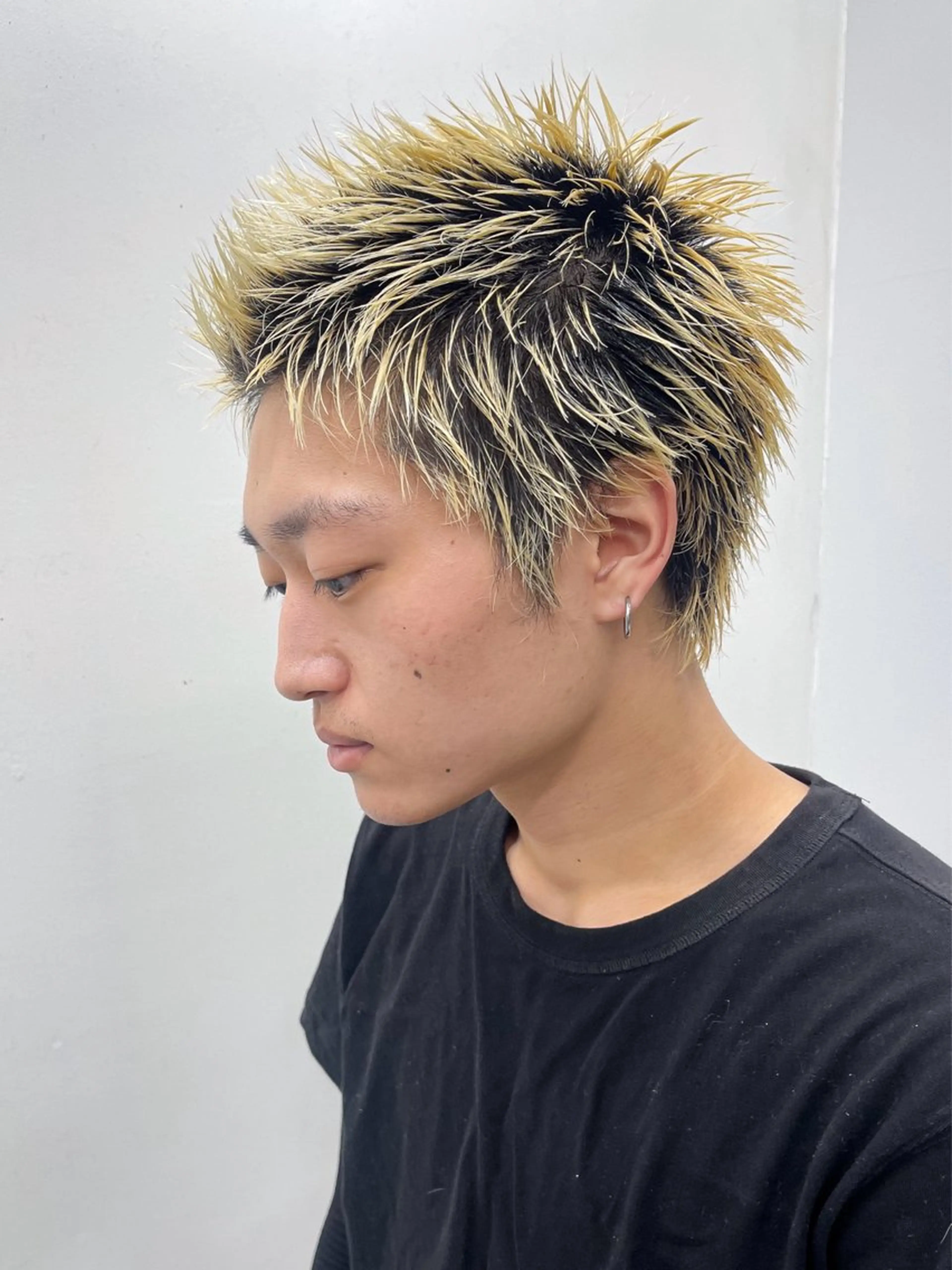 カラー メンズ スパイキーショート カット ヘアカラー 森本裕/オーナー/ スパイラルパーマのヘアスタイル