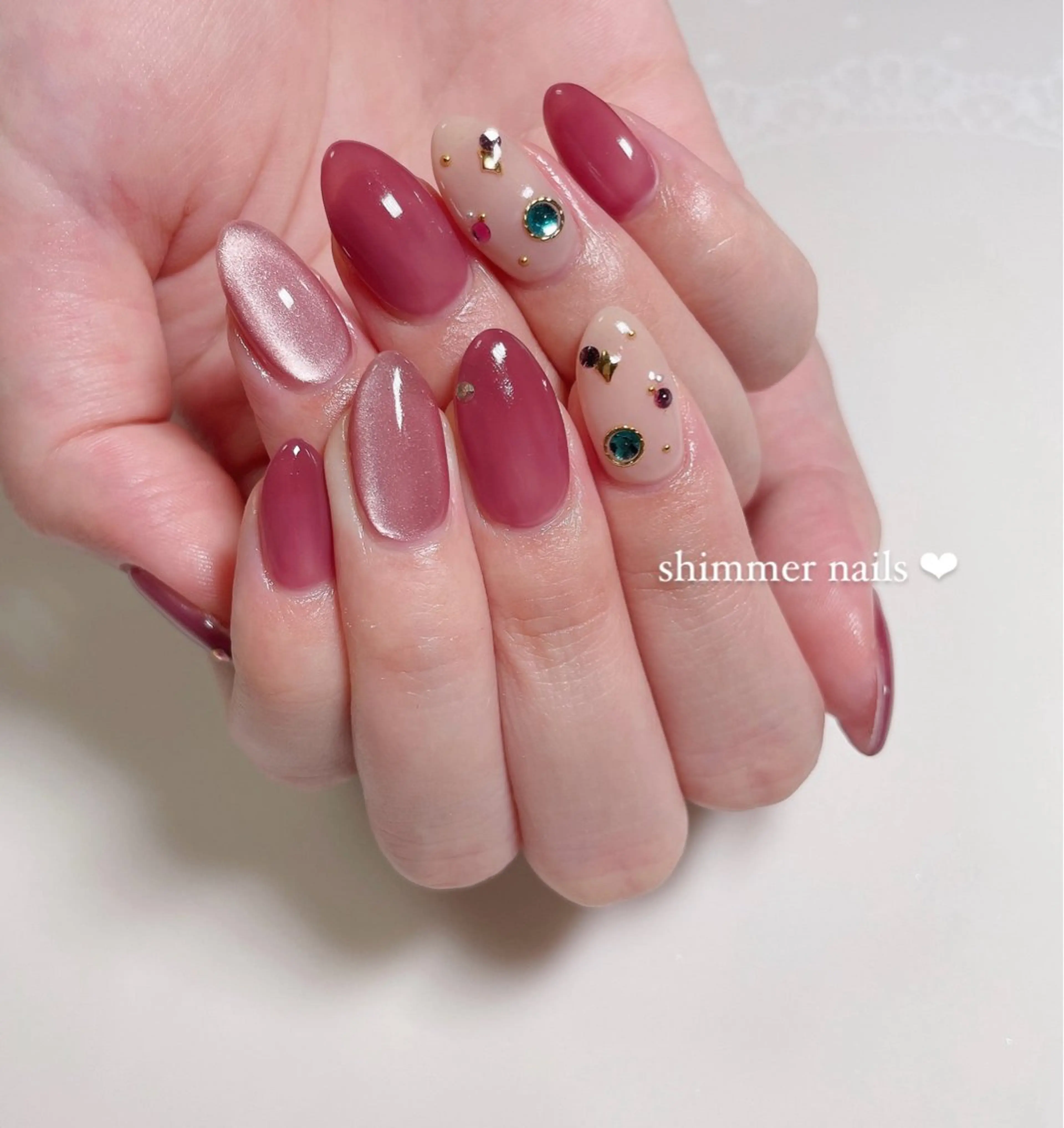 ネイル ピンク shimmer nailsのネイルデザイン