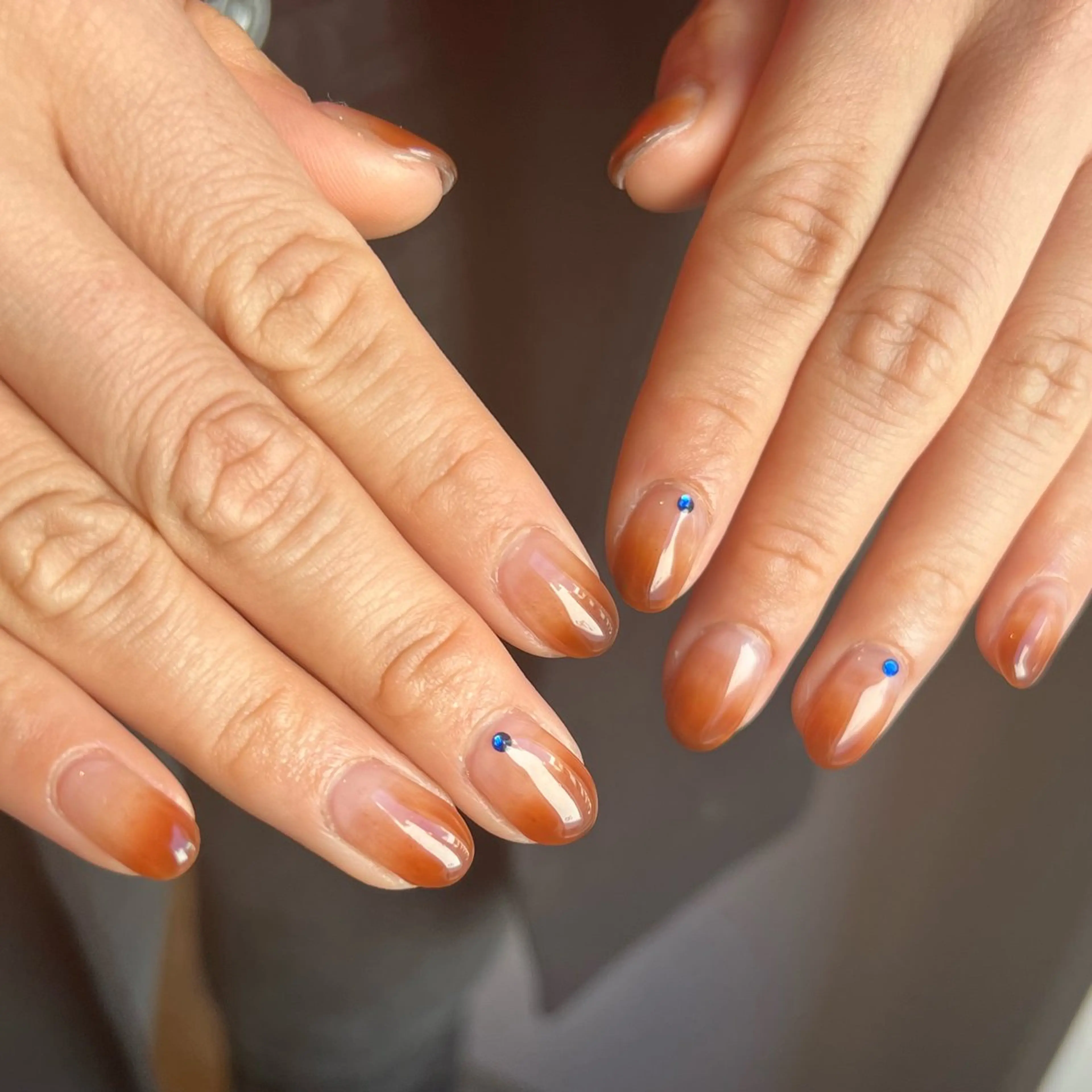 ネイル ブルー ブラウン Yarm As Etel　。のネイルデザイン