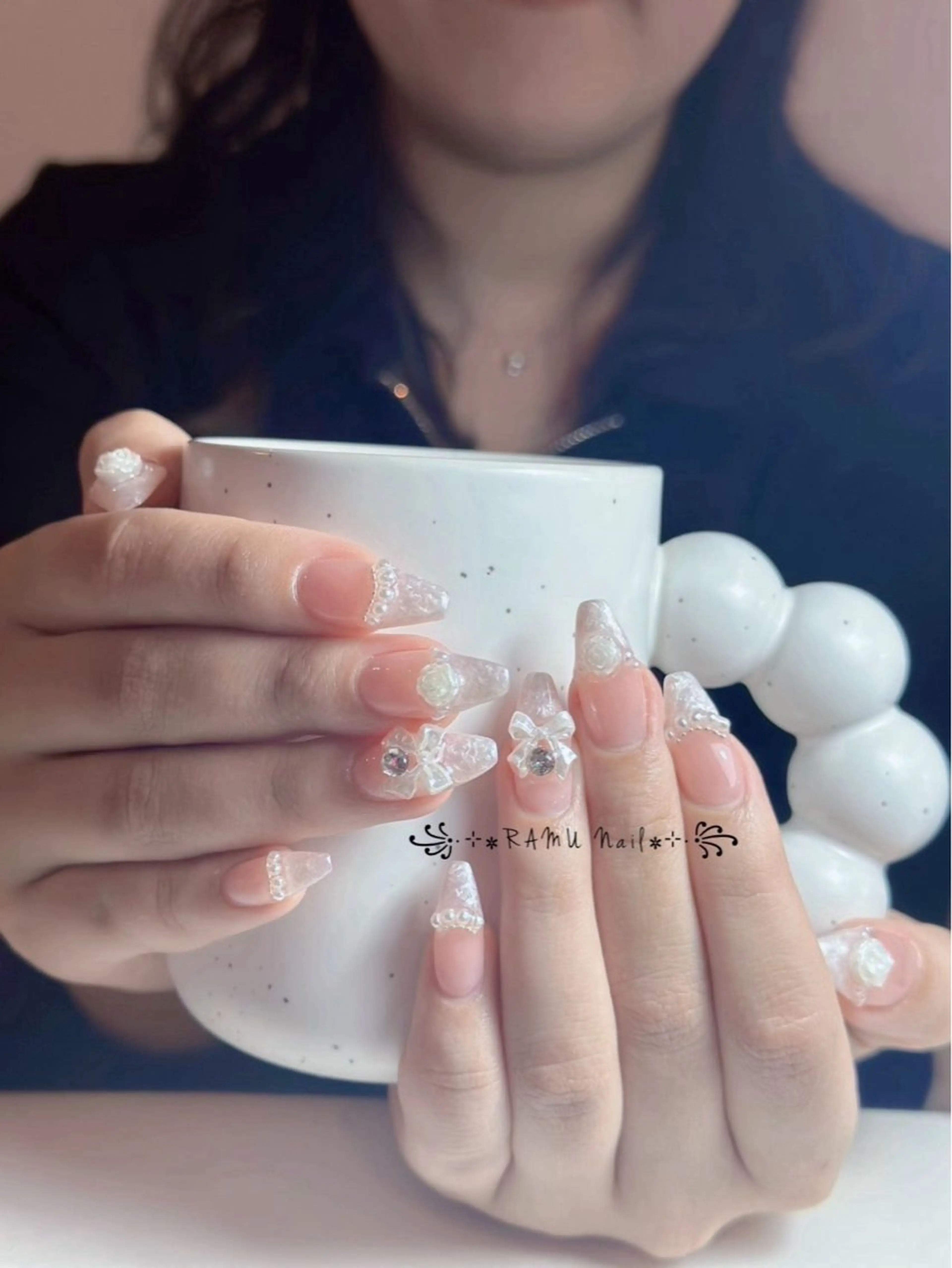 ネイル キラキラネイル マグネットネイル ミラーネイル ピンク 春ネイル ハンドネイル RAMU Nail 恵比寿店のネイルデザイン