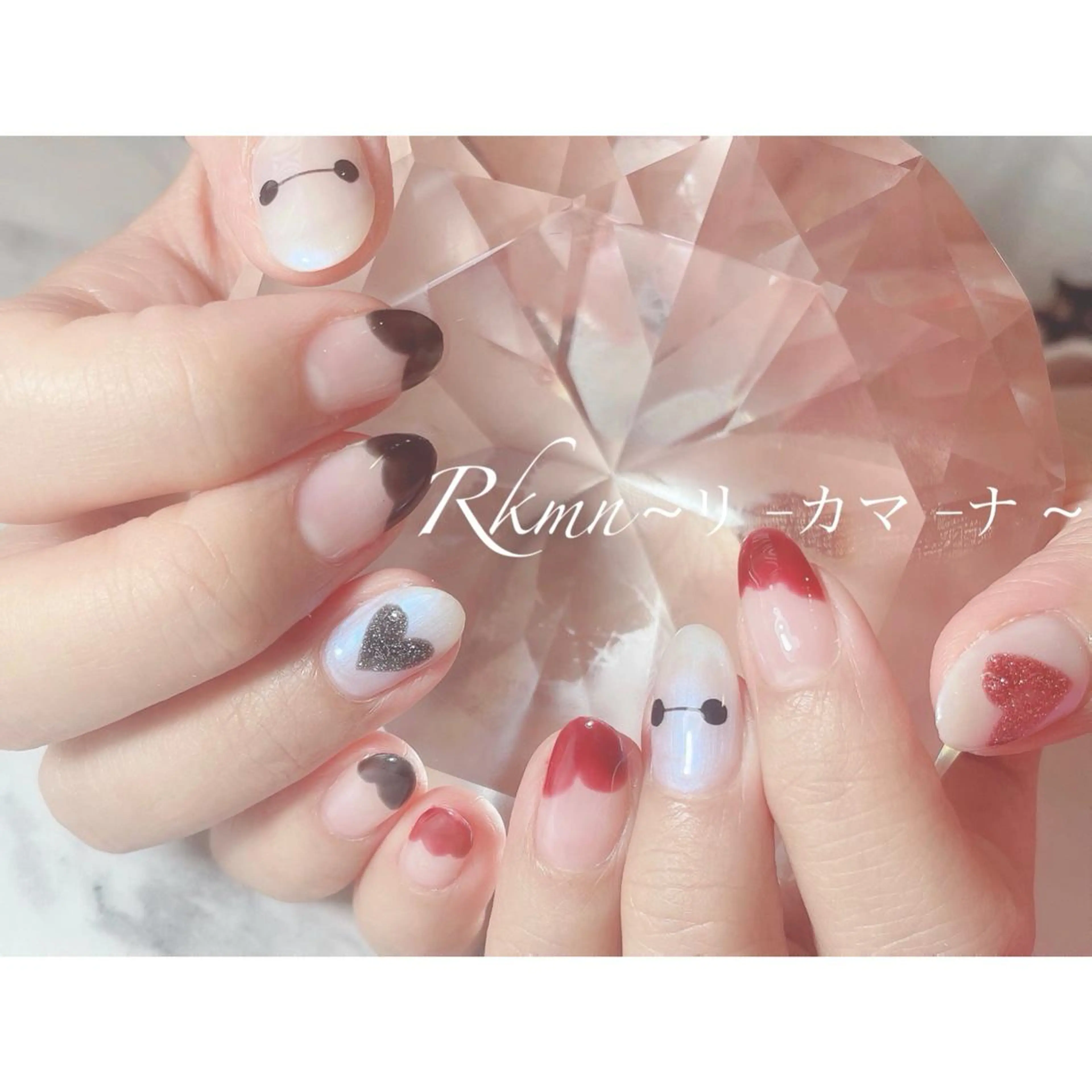 ネイル アートネイル フレンチネイル ジェルネイル グラデーション ハート ハンドネイル フットネイル ハンドケア Rkmn ~リ-カマ-ナ~のネイルデザイン