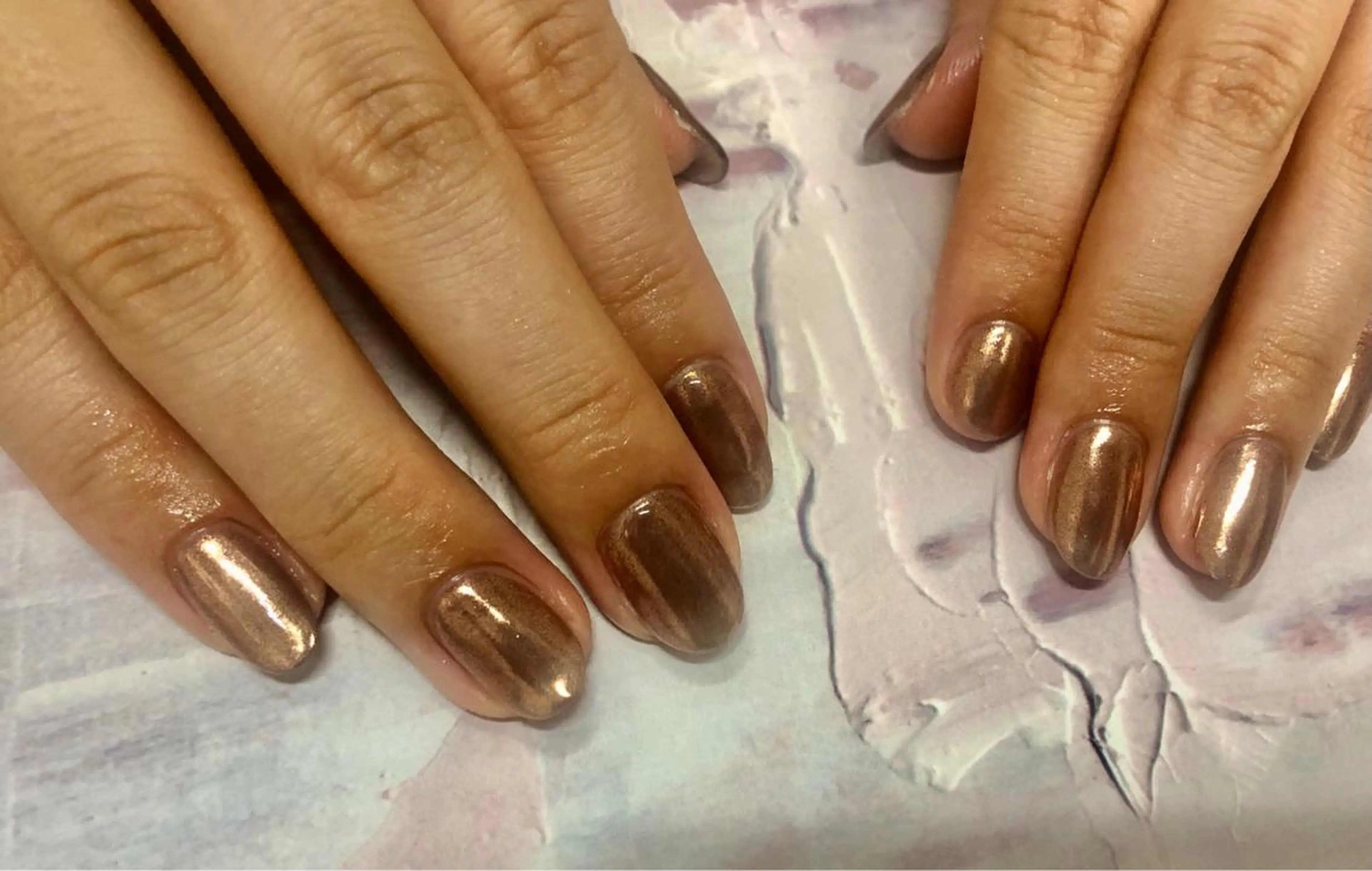 ネイル ブラウン クリアネイル ミラーネイル ハンドネイル Mogu nail 二子玉川のネイルデザイン