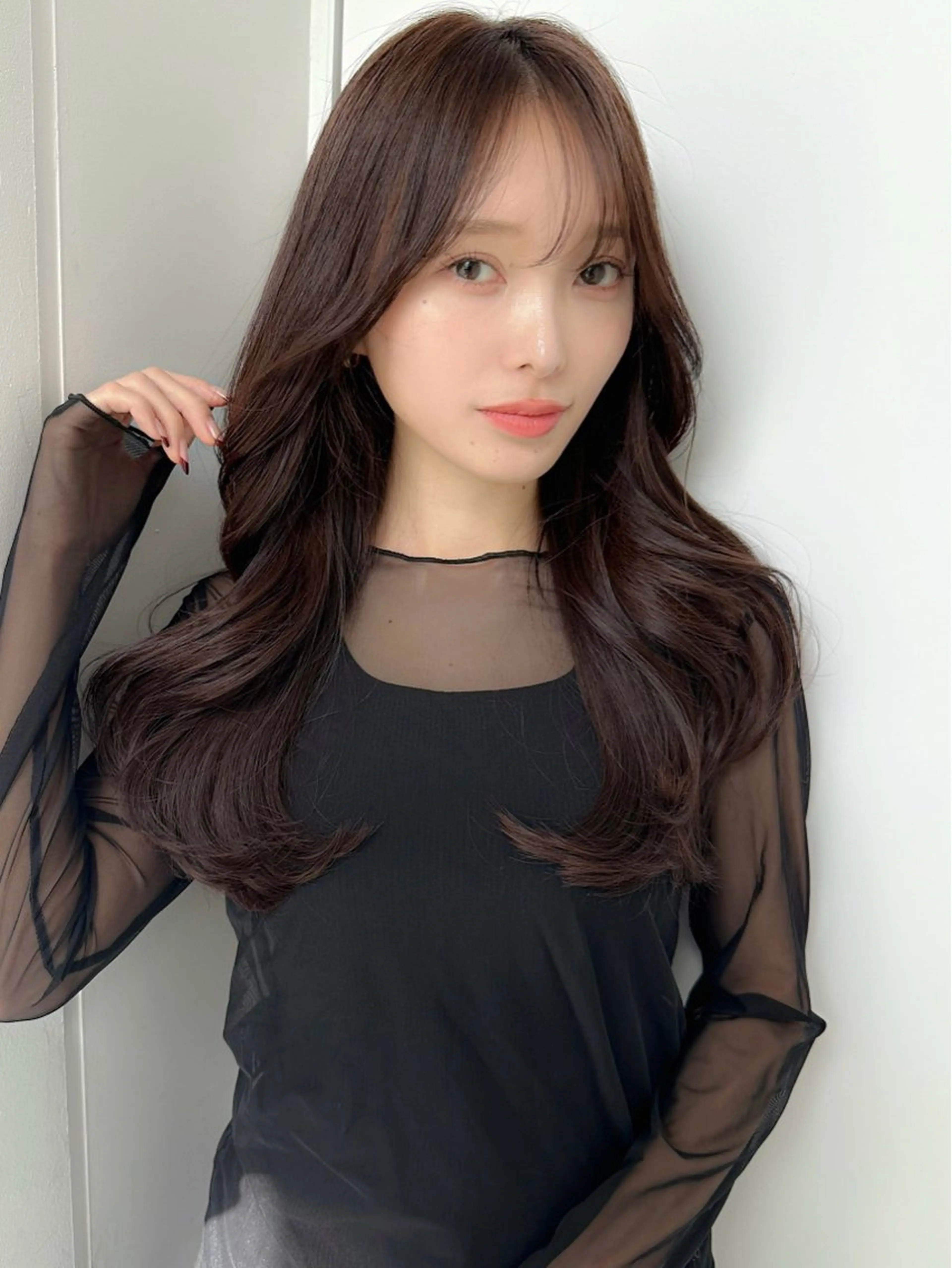 セミロング カラー ダブルカラー ハイライトカラー ハイライト 髪質改善 韓国風ヘア カット トリートメント 新宿/韓国風レイヤー 髪質改善/渋谷直樹のヘアスタイル