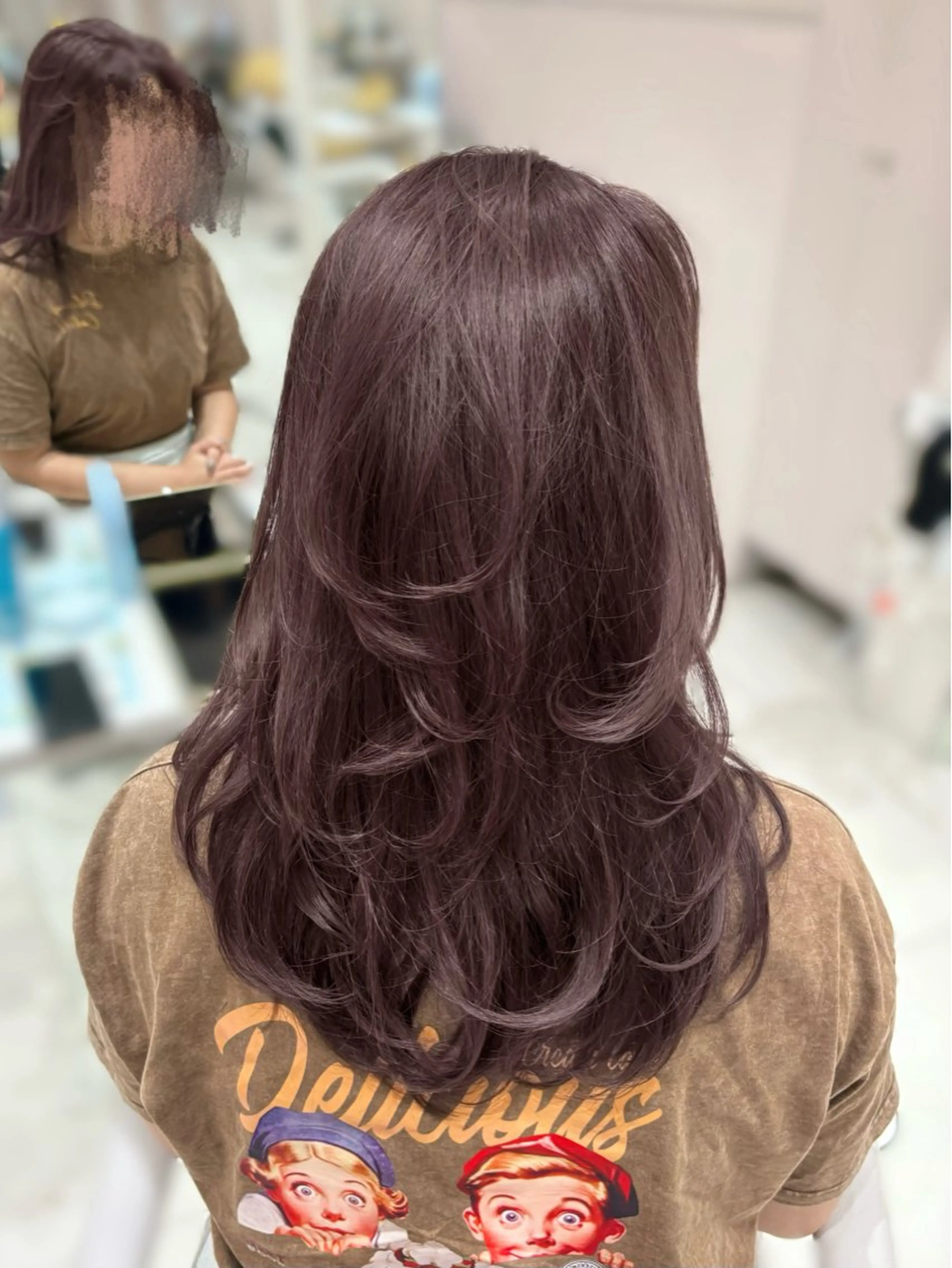 ロング ピンクブラウン カット ヘアカラー トリートメント 透明感カラー/似合わ せ前髪/柴田礼空のヘアスタイル