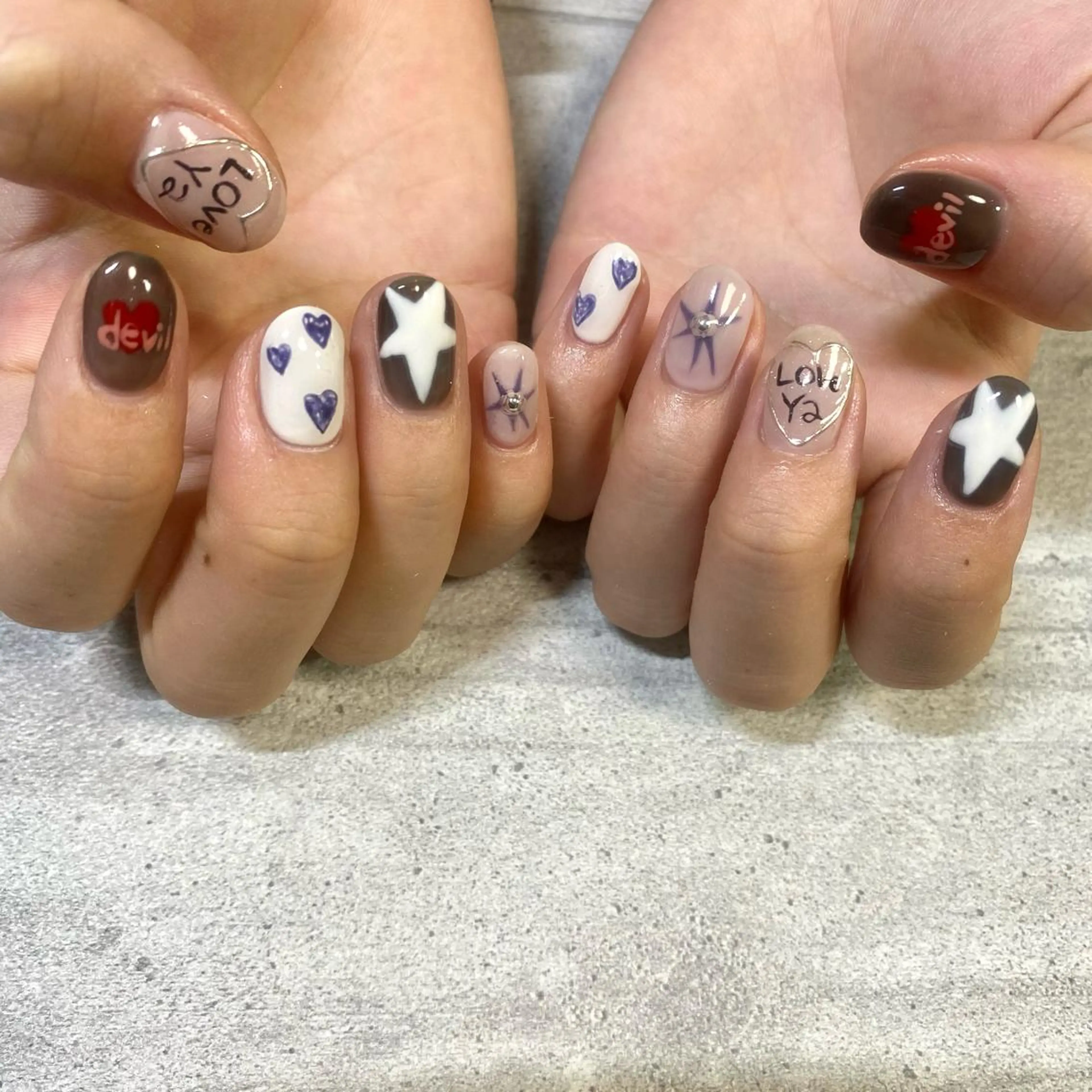 ショート カラー パーマ ヘアアレンジ メンズ キッズ ネイル マツエク・マツパ アイブロウ 今福鶴見ネイル 8(ｴｲﾄ)のネイルデザイン