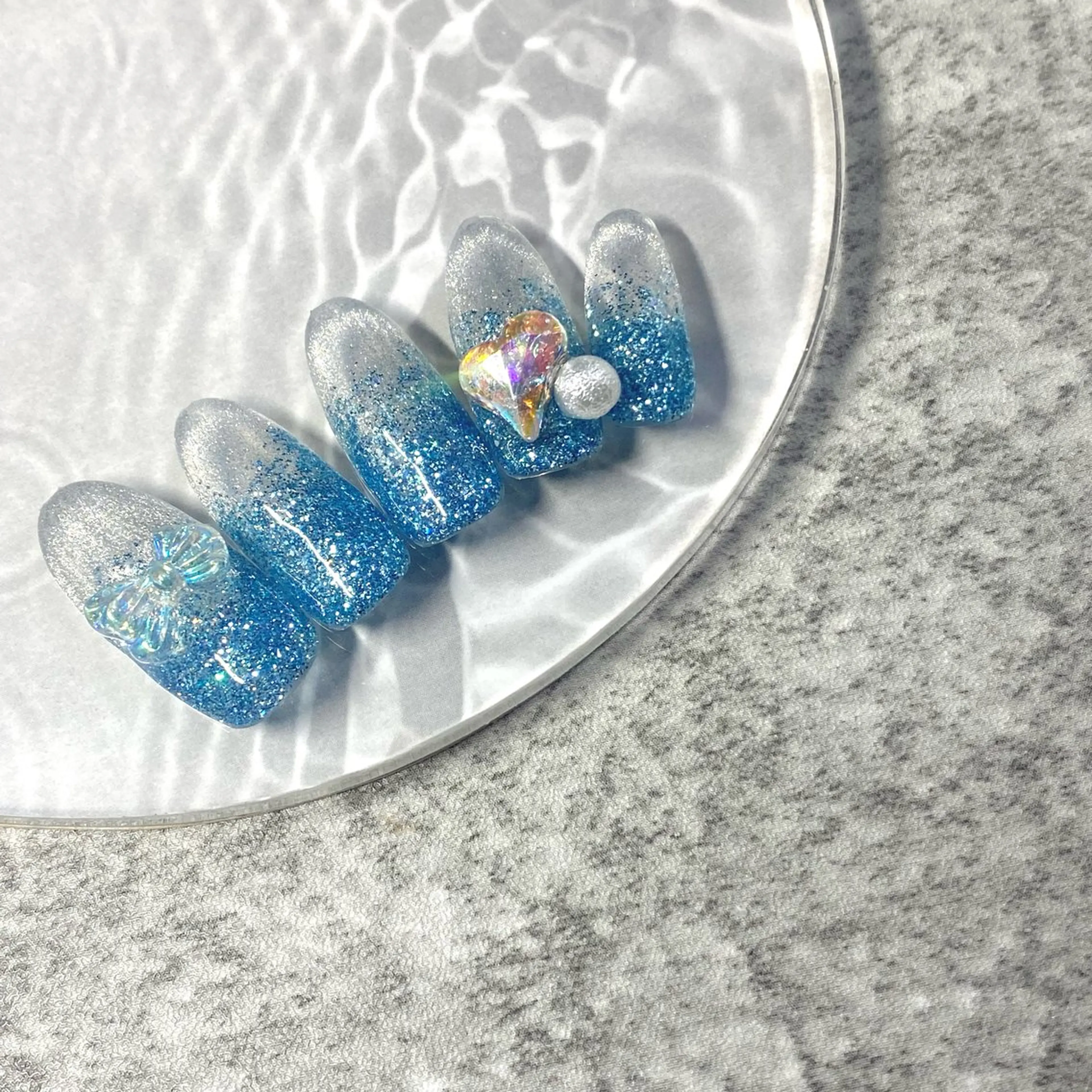 ネイル ハート ラメ(グリッター) マグネットネイル ハンドネイル ★Rinail... .のネイルデザイン