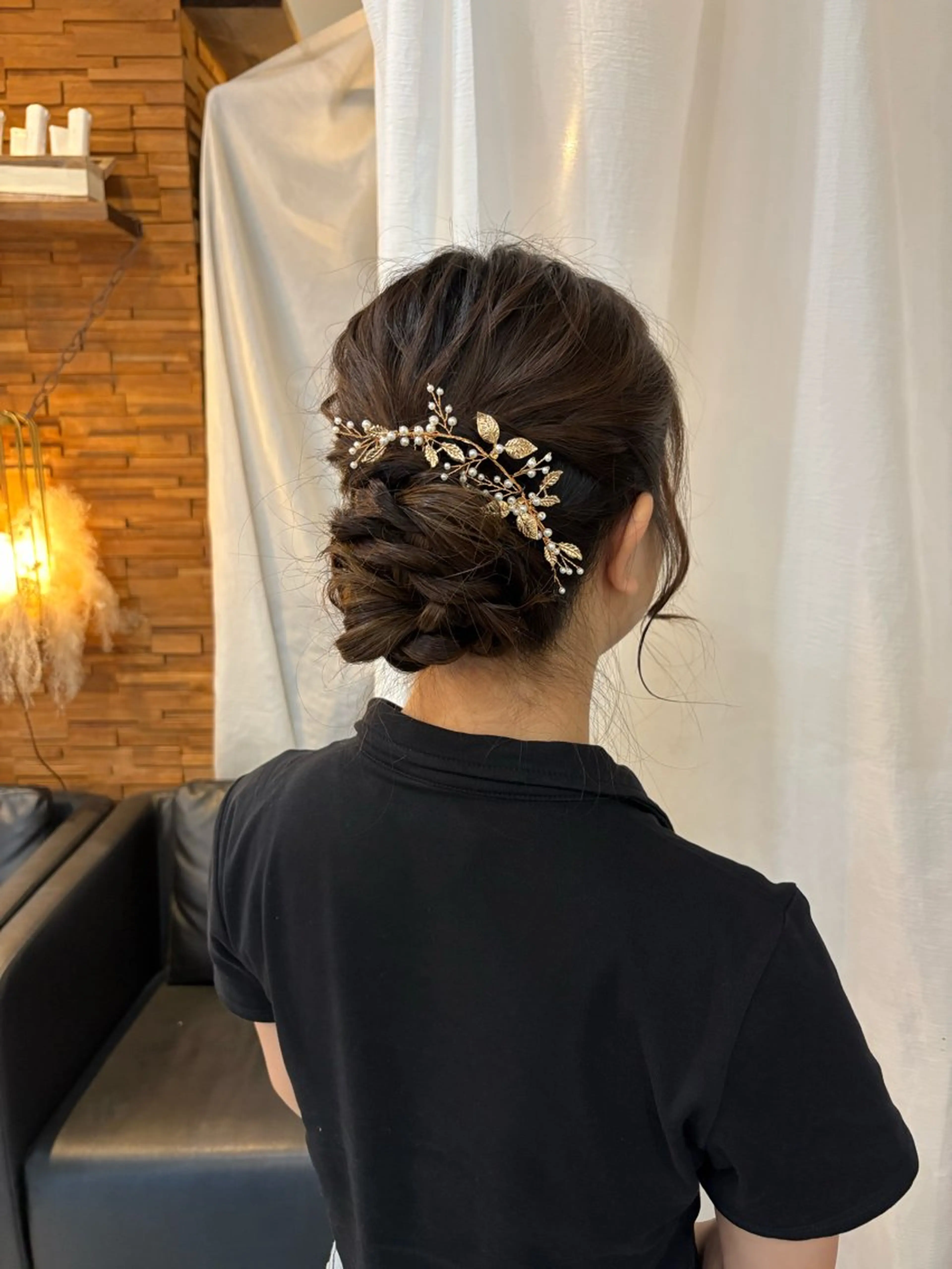 ヘアアレンジ 結婚式・ブライダル ヘアセット 顔周りカット ピンク カラー♡りりのヘアスタイル