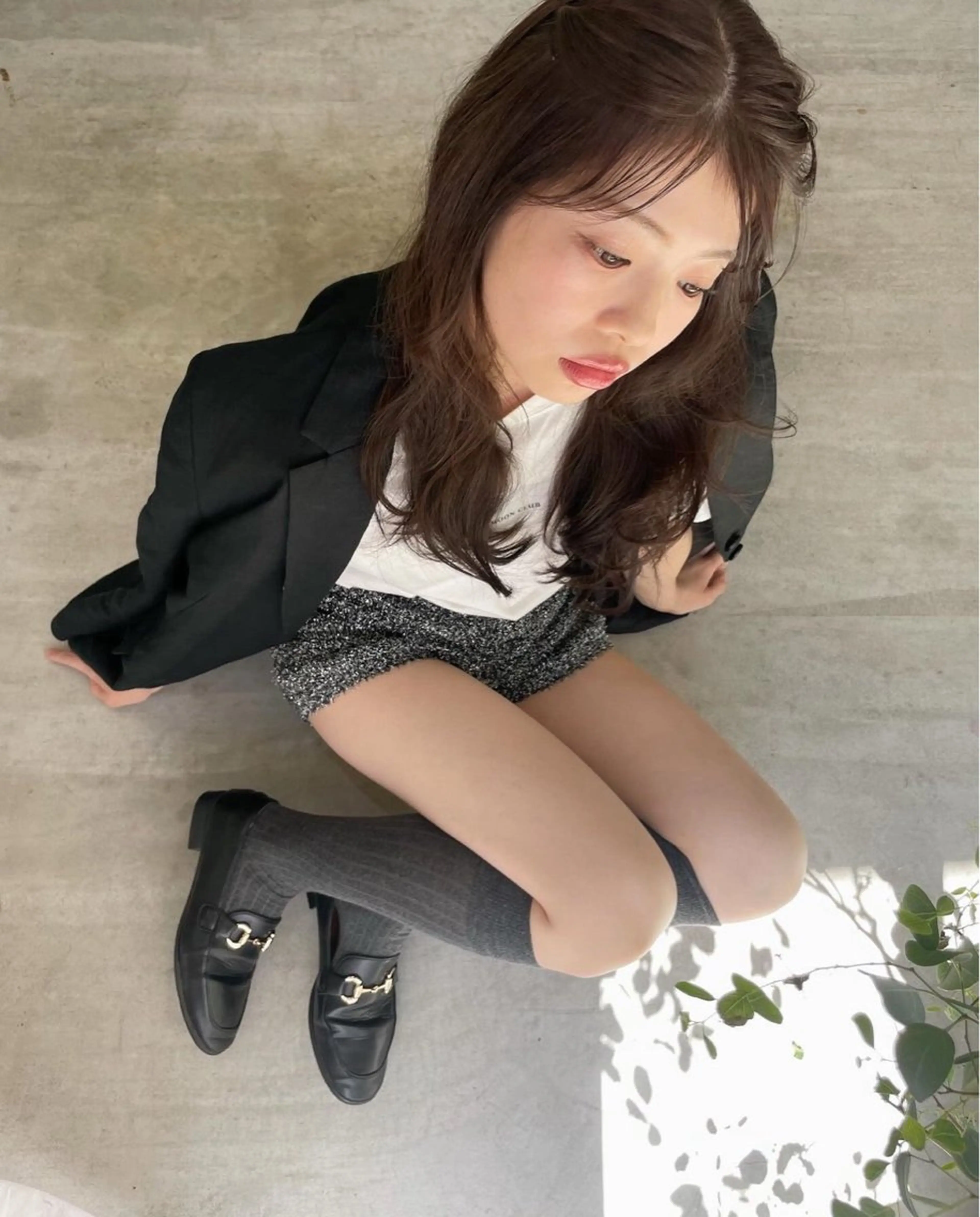 ロング カラー ヘアアレンジ ブラウンカラー パープルカラー パープルブラウン MUKU所属・fuka モデル募集のヘアスタイル