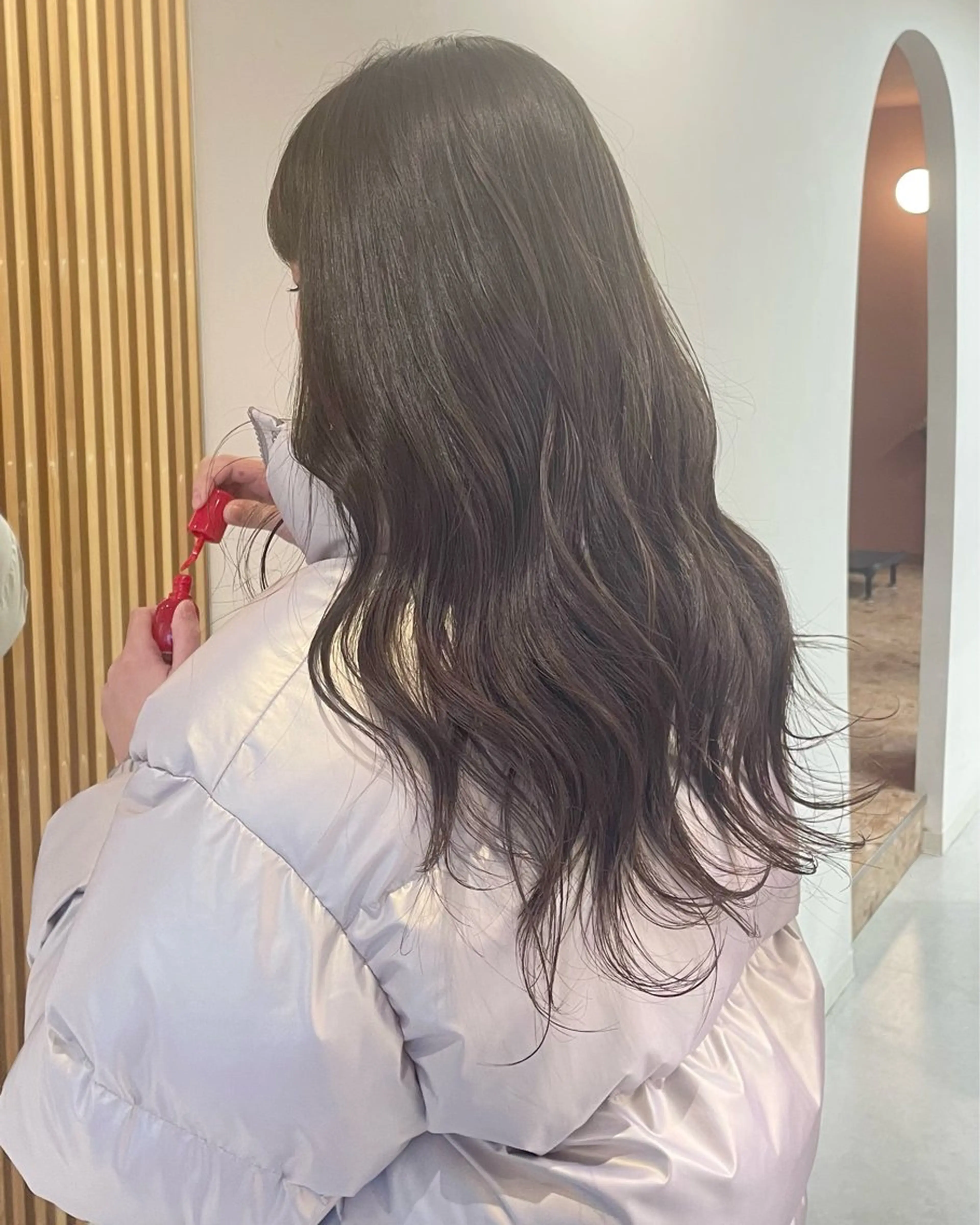 ロング カラー アッシュ アッシュブラウン ブラウンカラー デザインパーマ/ 艶カラー/ボブのヘアスタイル