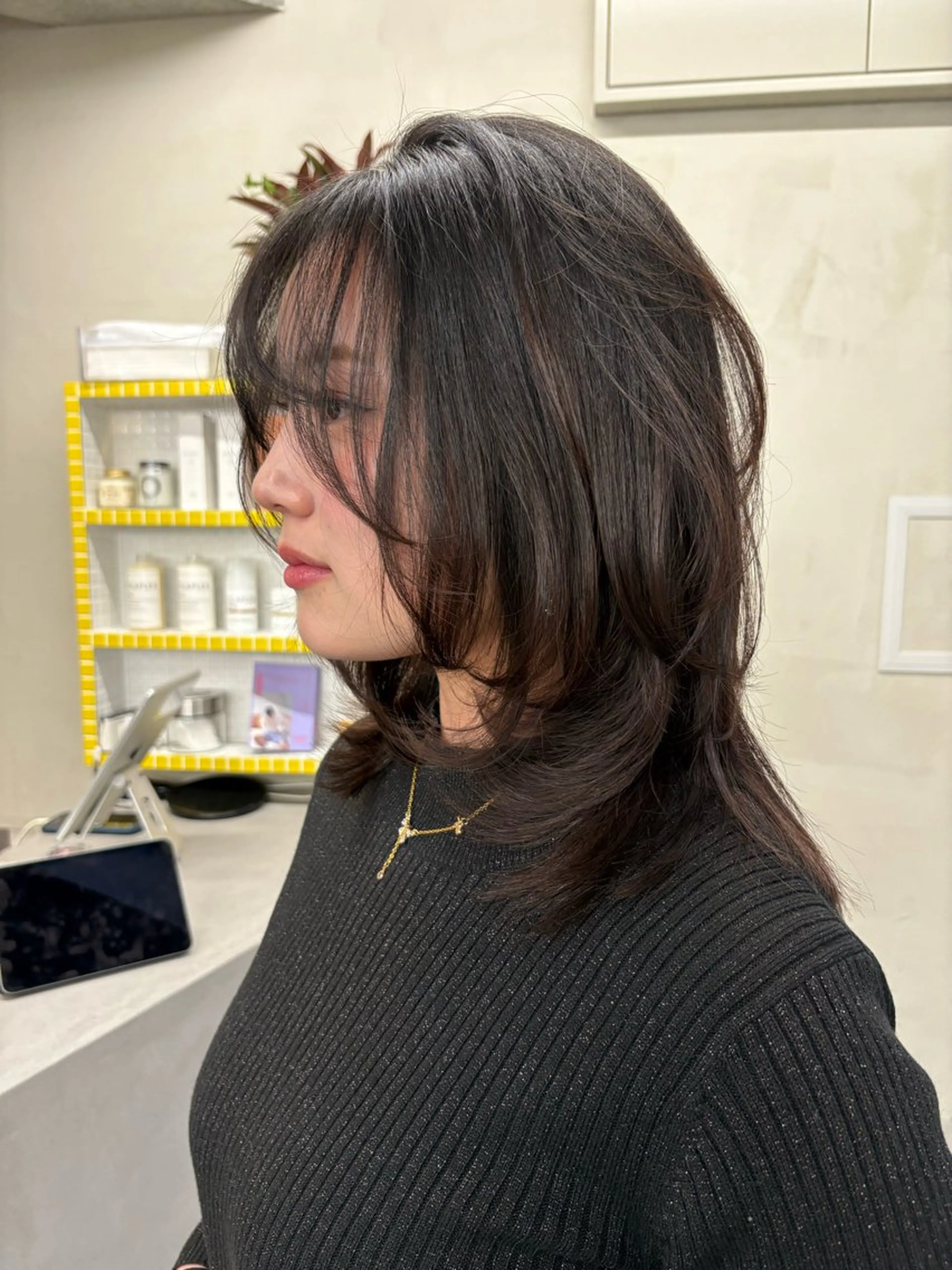 ミディアム カラー カット ヘアカラー トリートメント レイヤー/柔色 カラー/SAkiのヘアスタイル