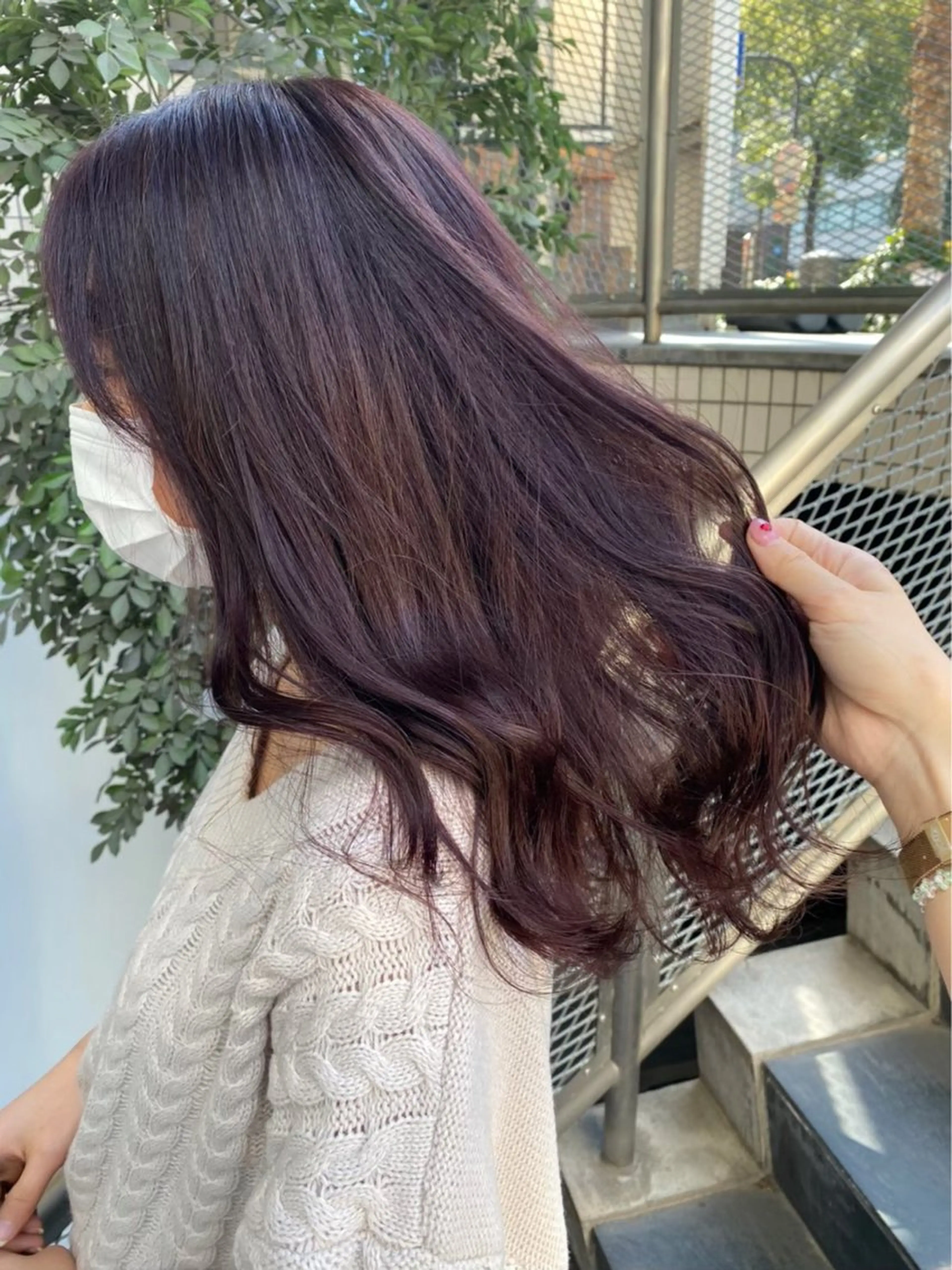 ロング カラー グレージュ ラベンダーカラー ラベンダーグレージュ ラベンダーグレー ParveMix￤ 大賀さつき🍨🤍のヘアスタイル