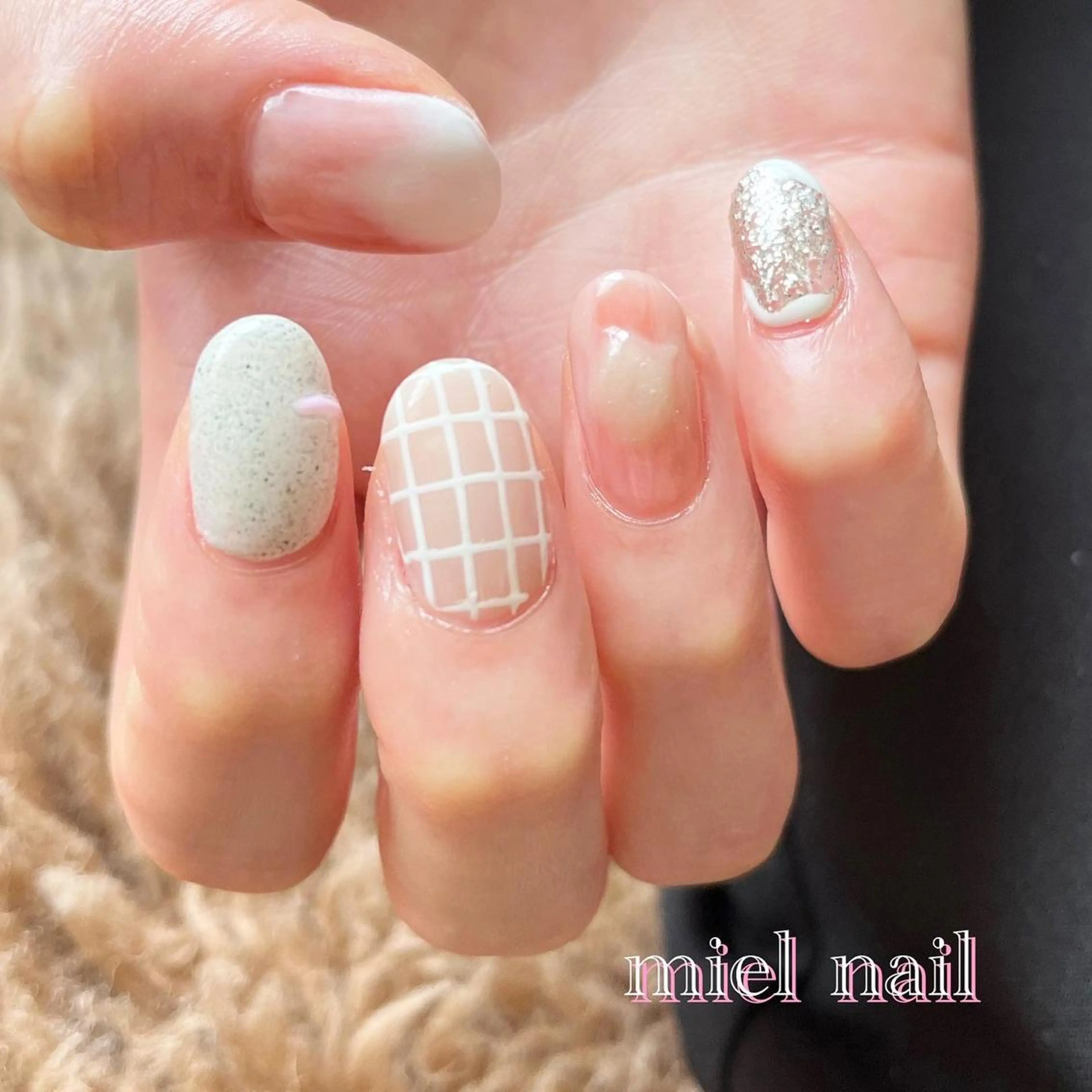 ネイル 大理石ネイル(マーブル) 持ち込み ピンク 春ネイル ハンドネイル miel nailのネイルデザイン